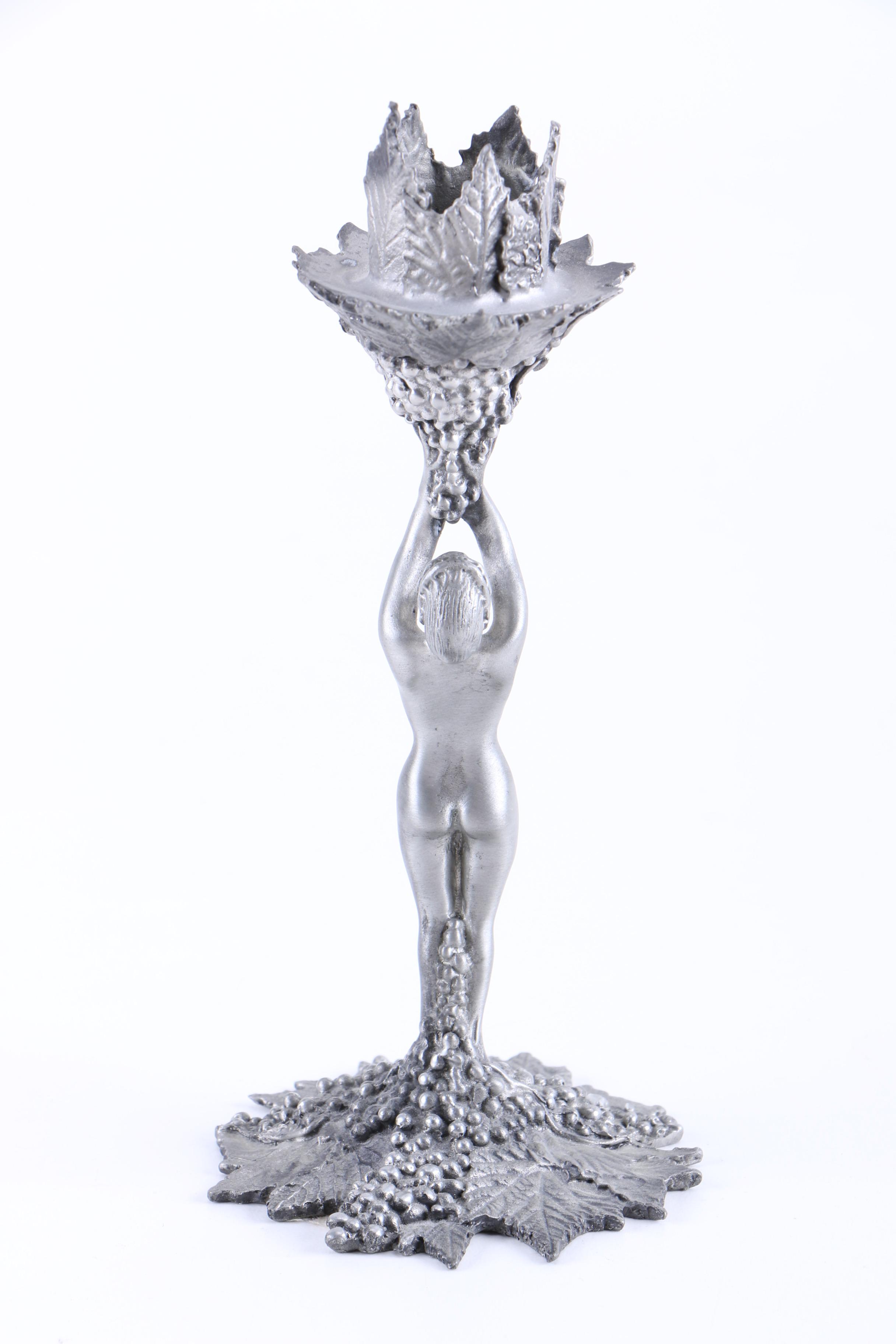 Pewter Nude Figure Candlesticks From Baker Art Foundry