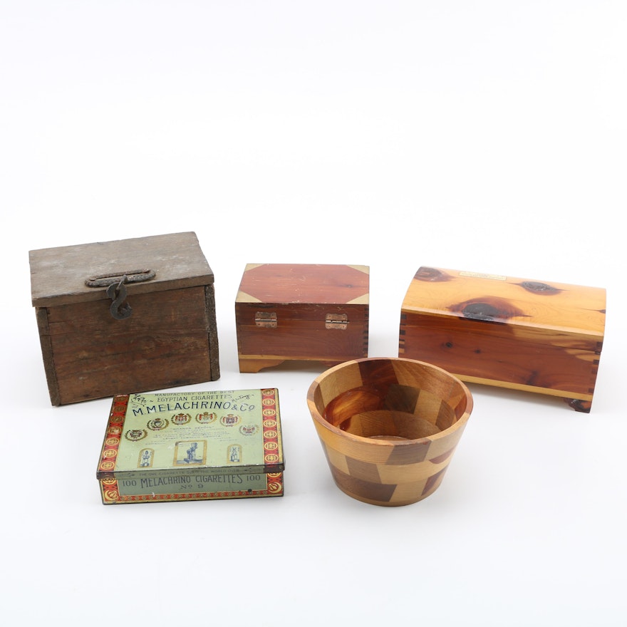Keepsake Boxes With M. Melachrino & Co Cigarette Box and Bowl