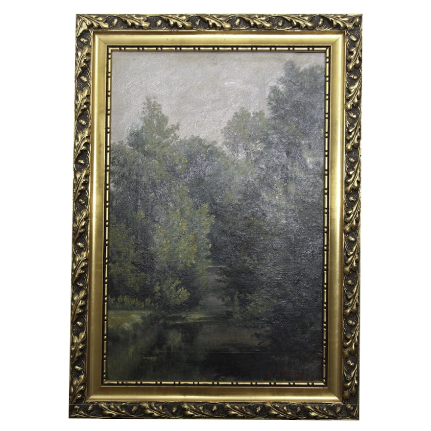 Henry J. DeForest Oil Painting on Canvas "Study Of Foliage"
