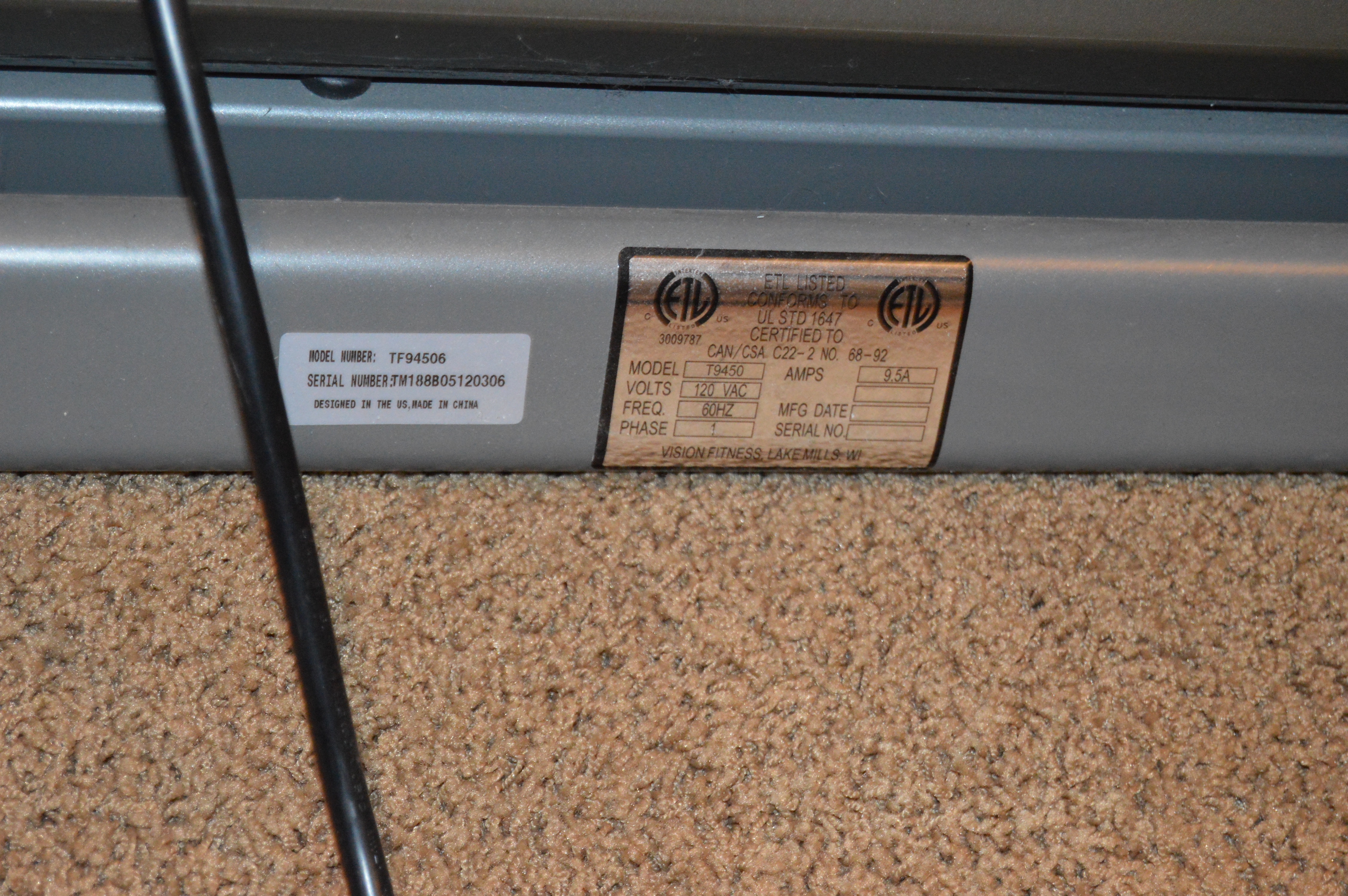 Vision Fitness "Deluxe" Treadmill, Model T9450