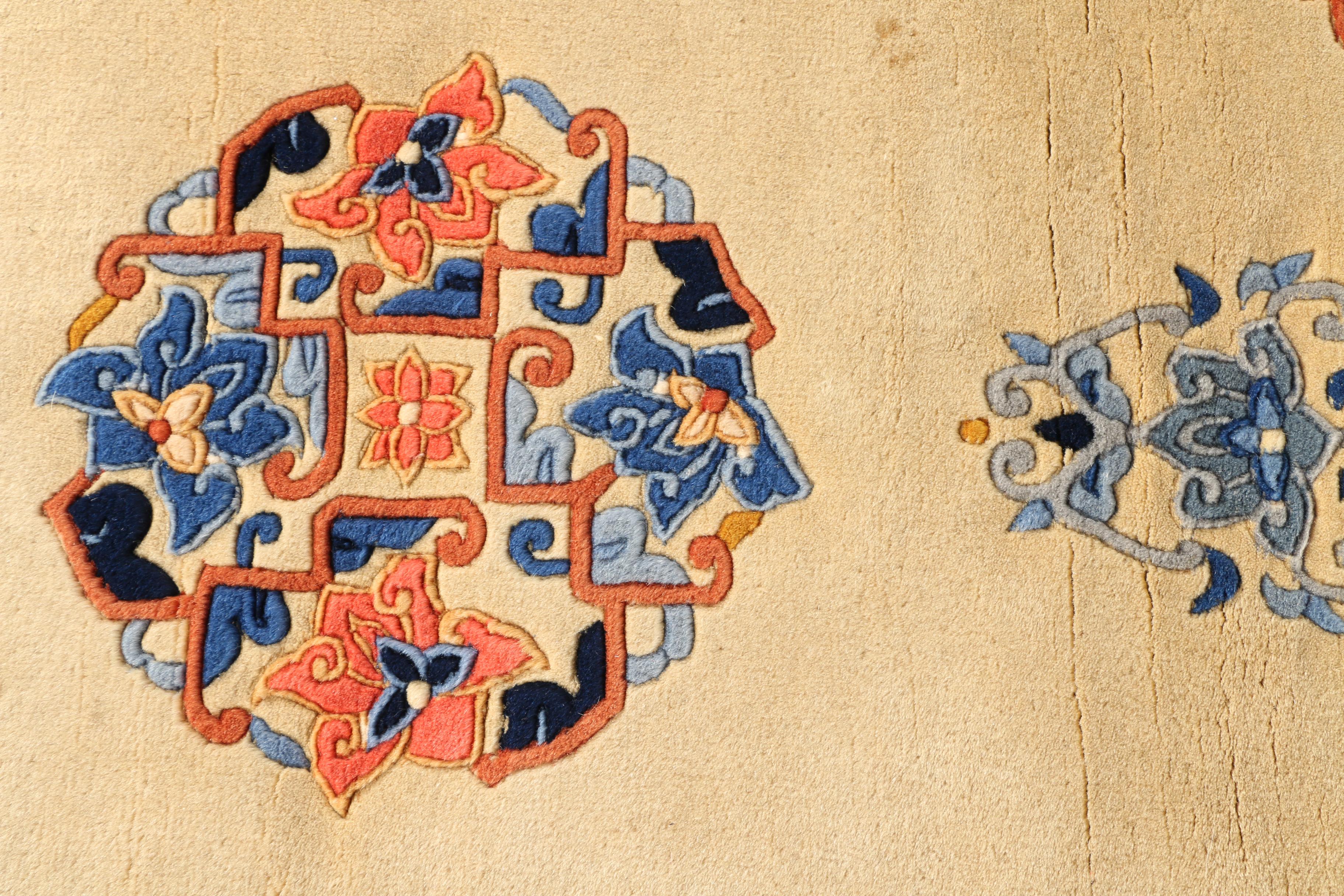 Hand-Knotted Chinese Carved Area Rug