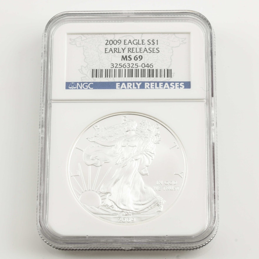 Graded MS69 Early Releases (By NGC) 2009 One Dollar U.S. Silver Eagle