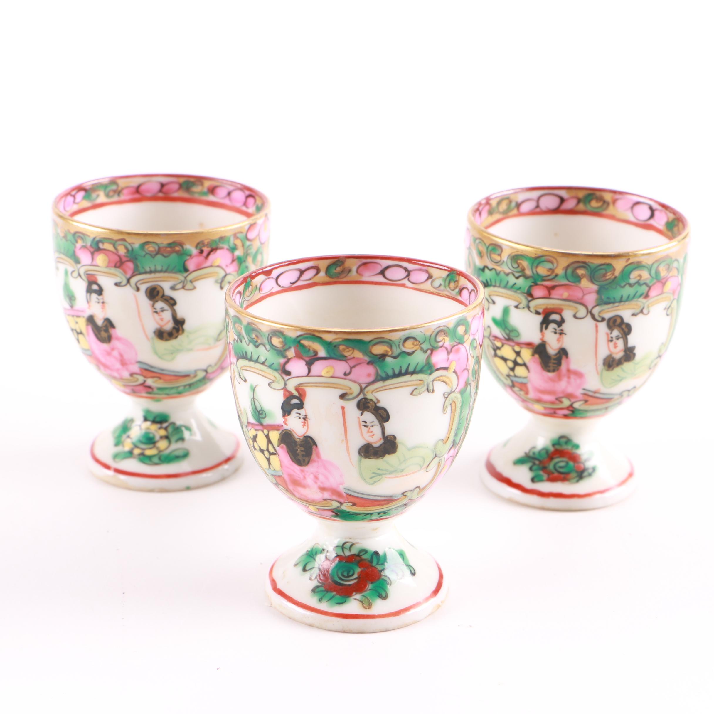 Chinese Rose Medallion Style Egg Cups