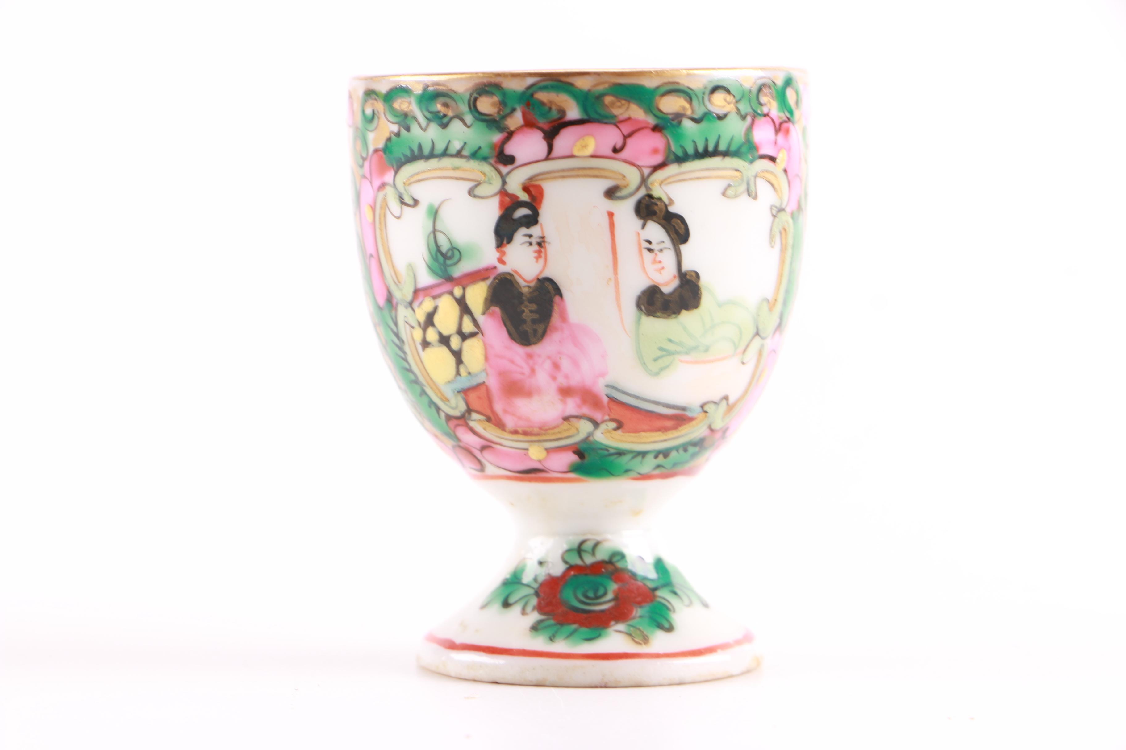 Chinese Rose Medallion Style Egg Cups