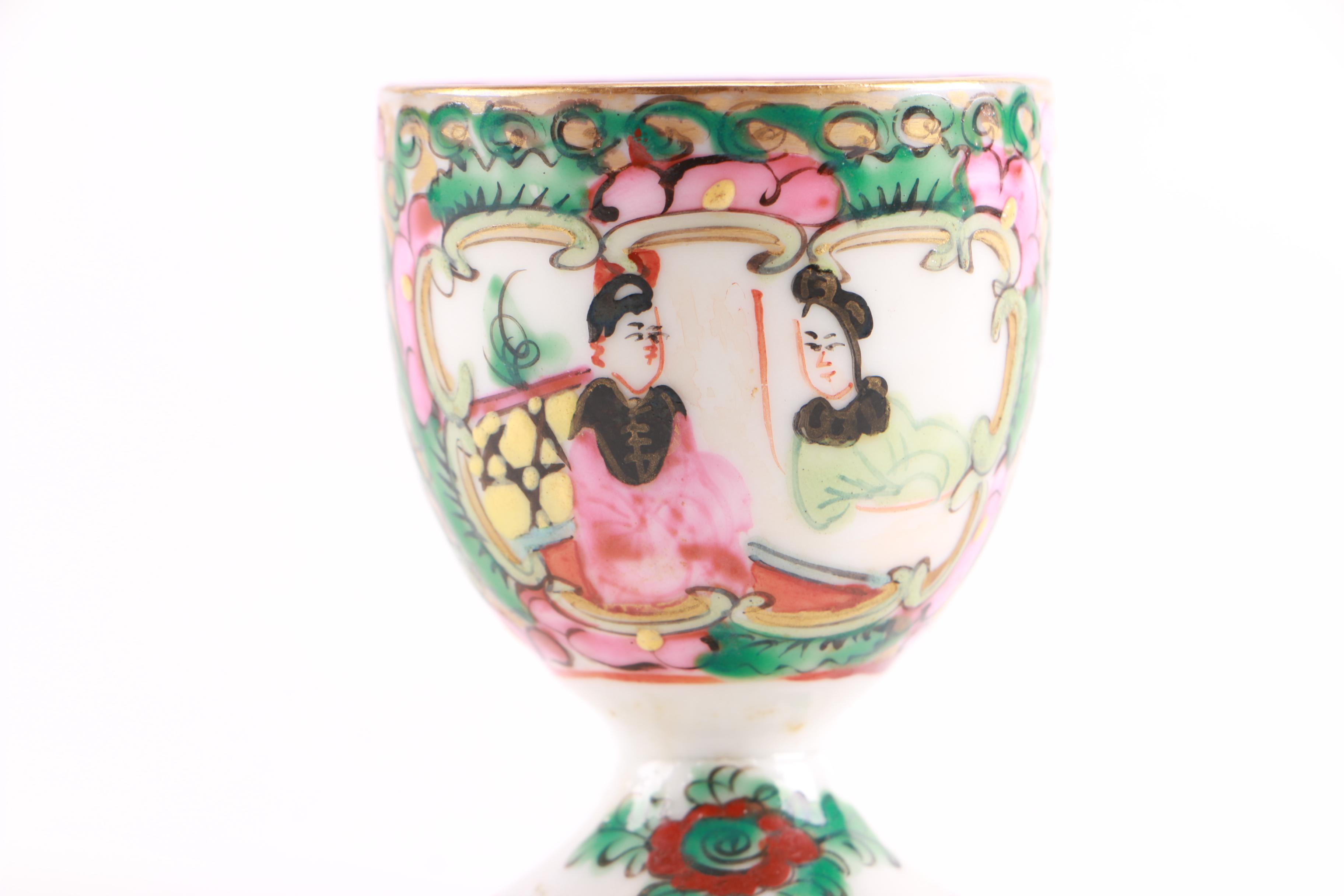 Chinese Rose Medallion Style Egg Cups