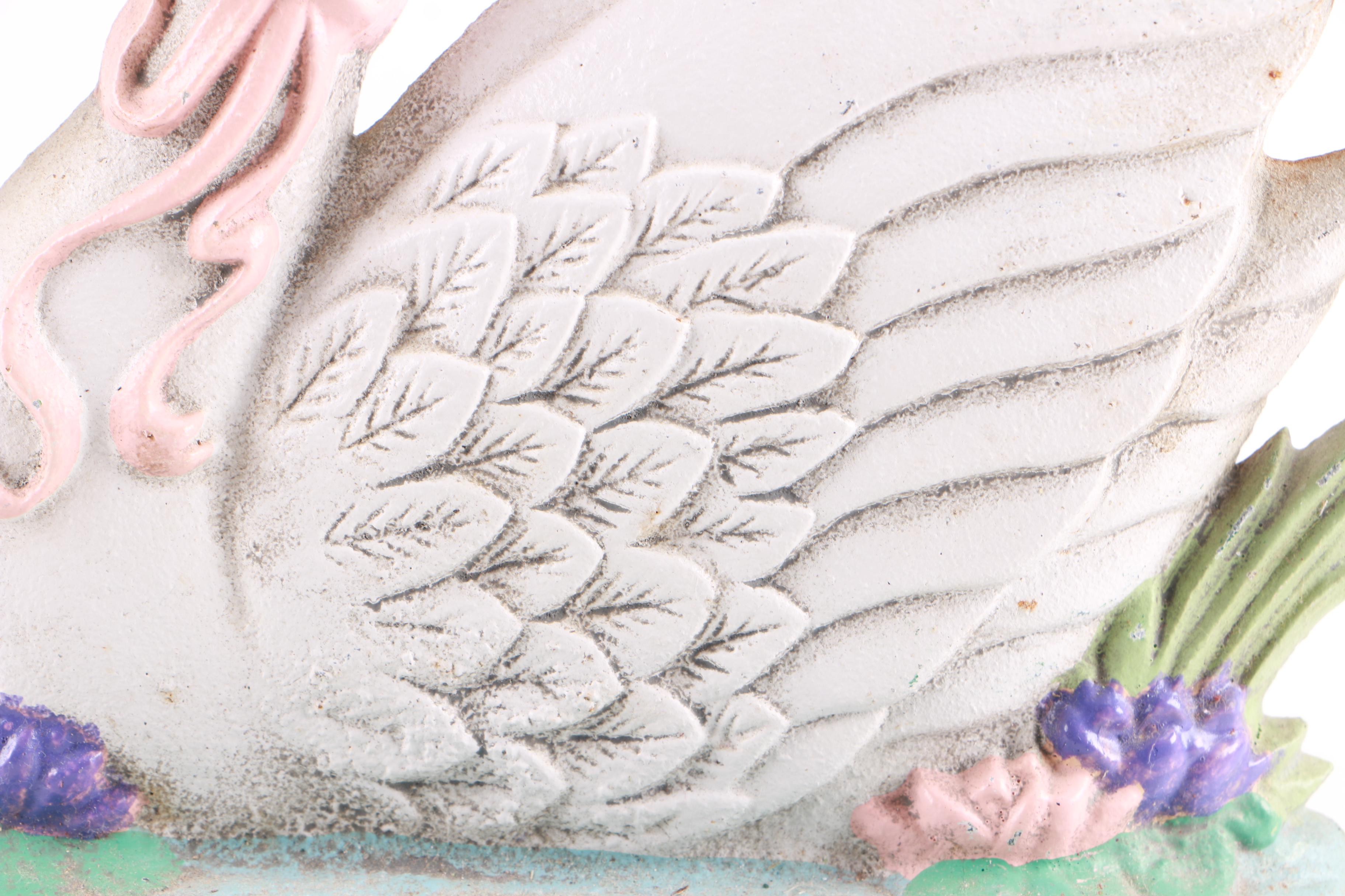 Cast Iron and Painted Swan Figurine