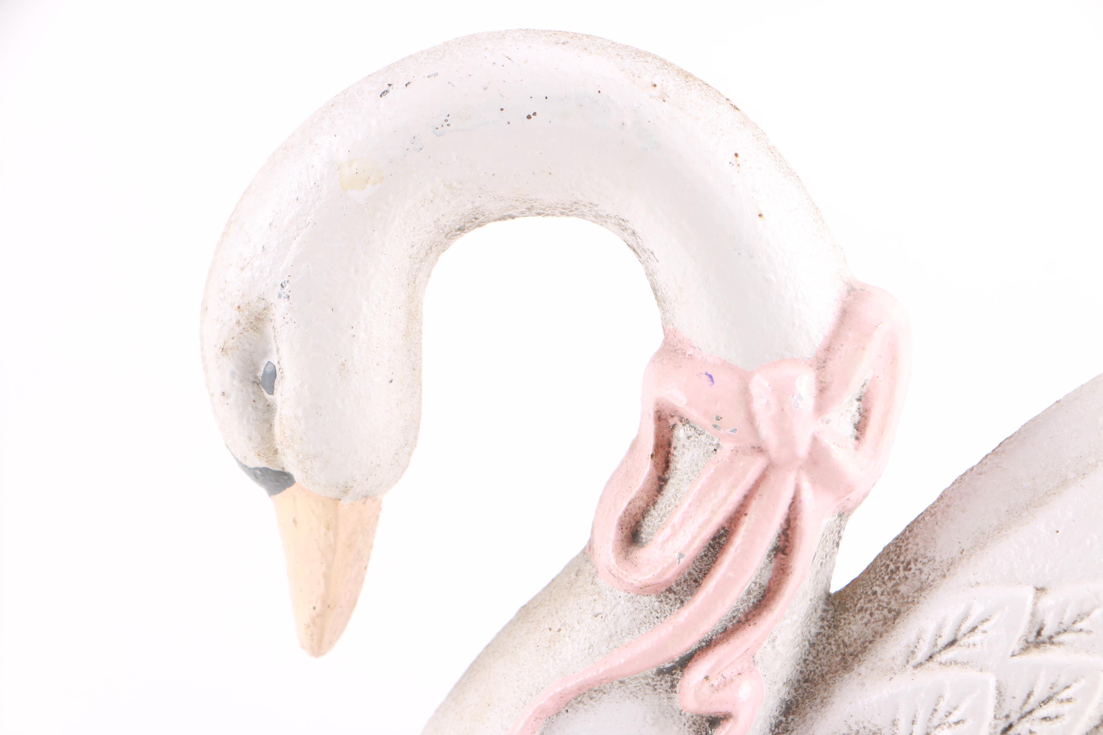 Cast Iron and Painted Swan Figurine