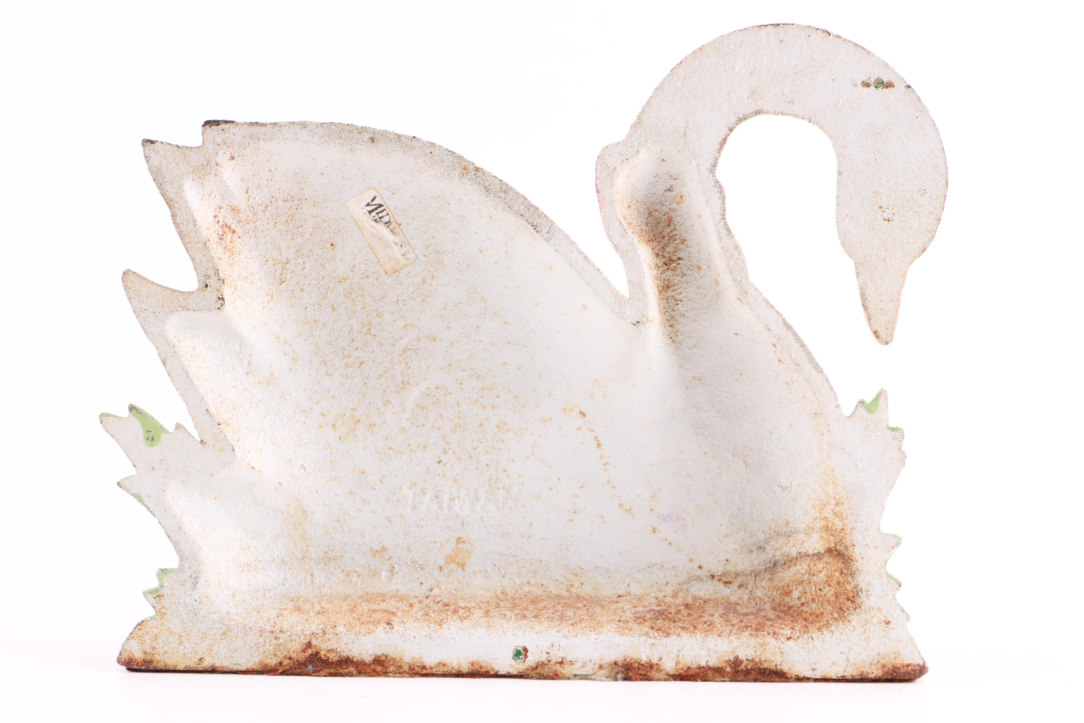 Cast Iron and Painted Swan Figurine