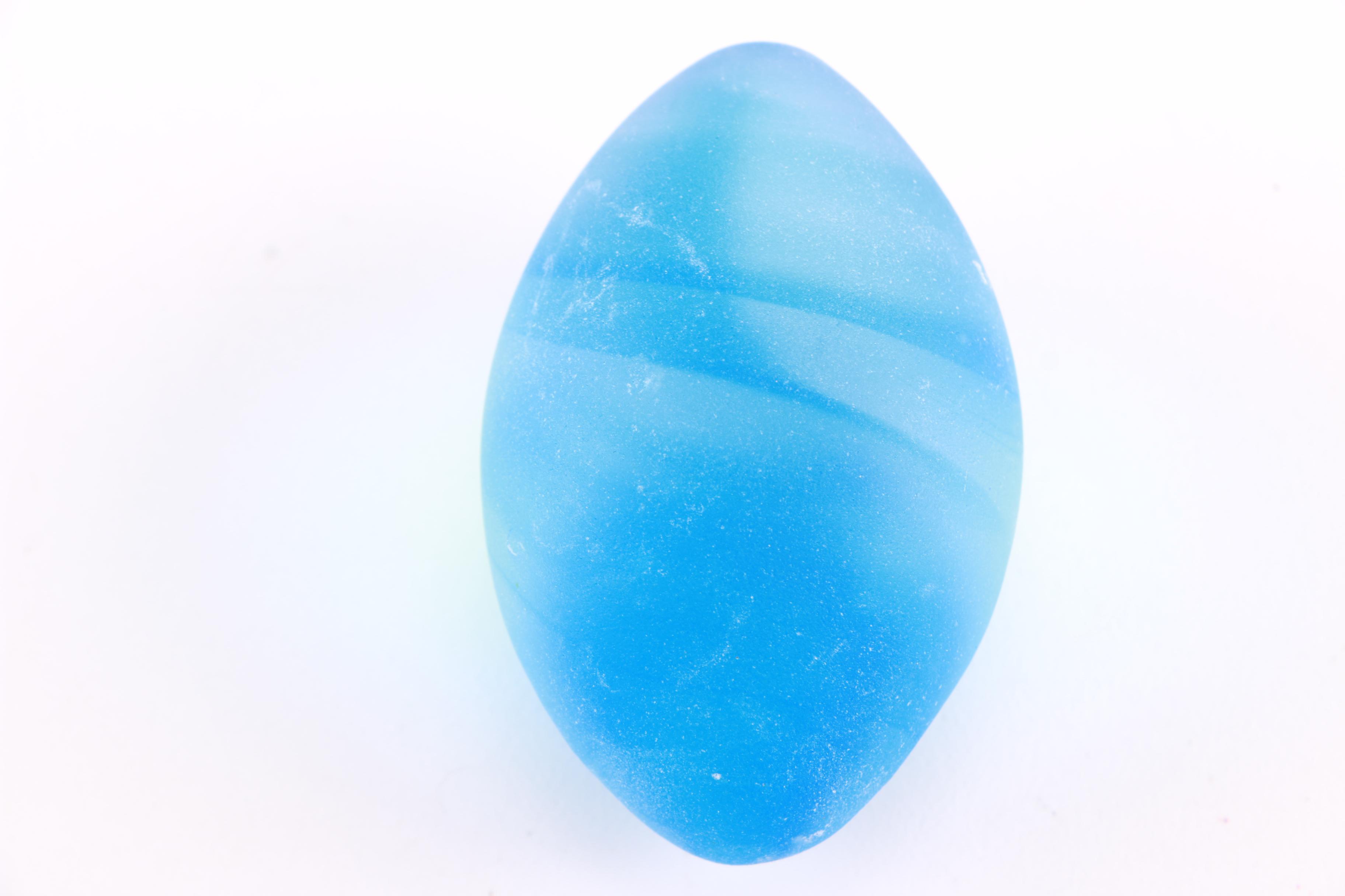Four Electric Blue Sea Glass Eggs