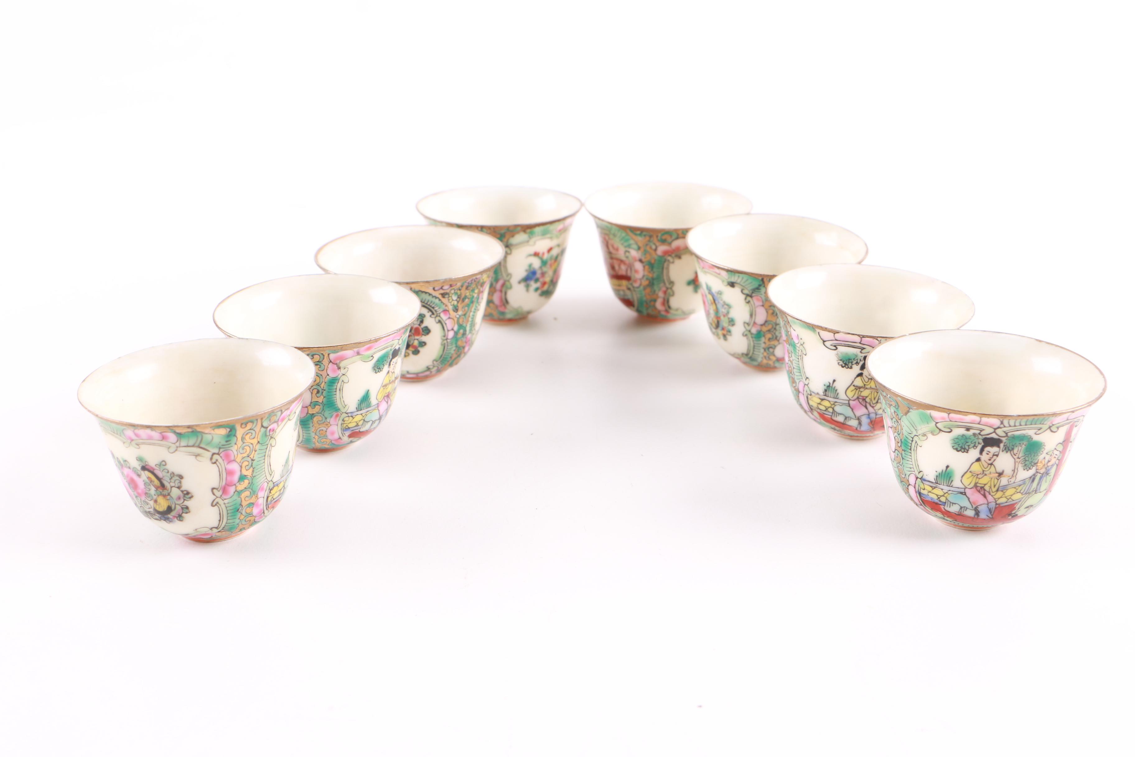 Rose Medallion Porcelain Teacups