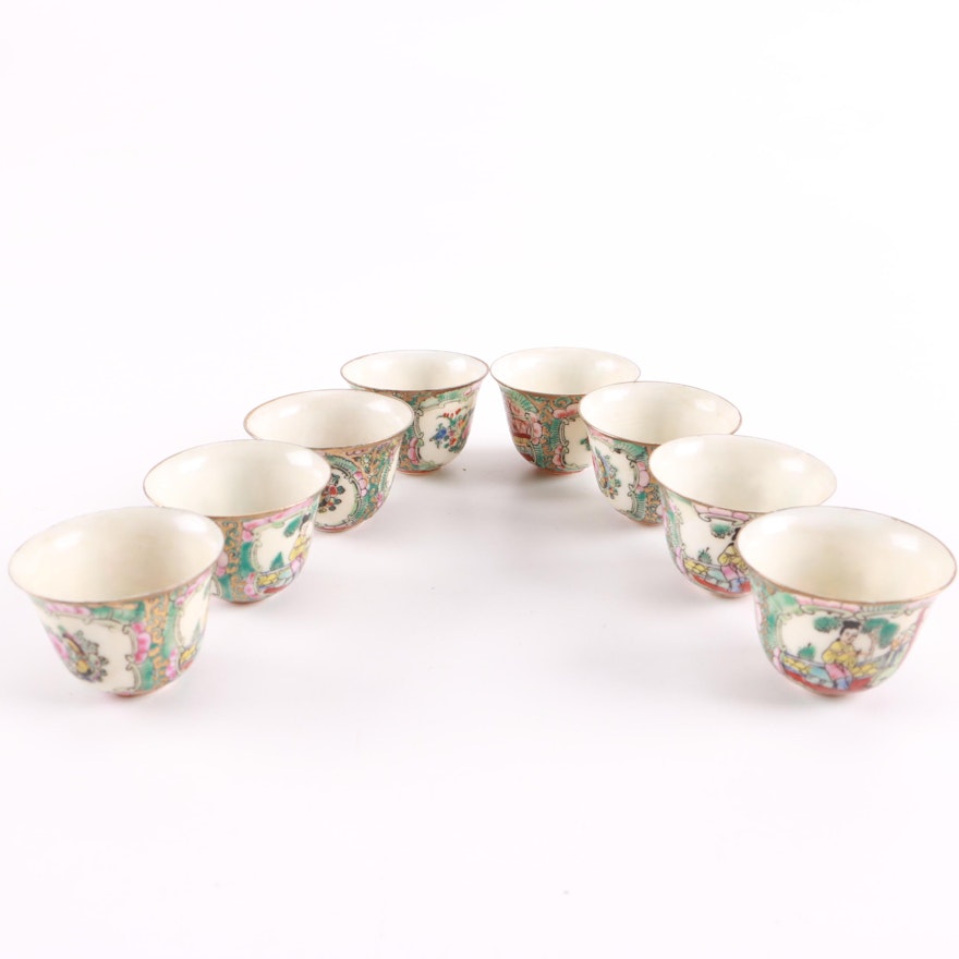 Rose Medallion Porcelain Teacups