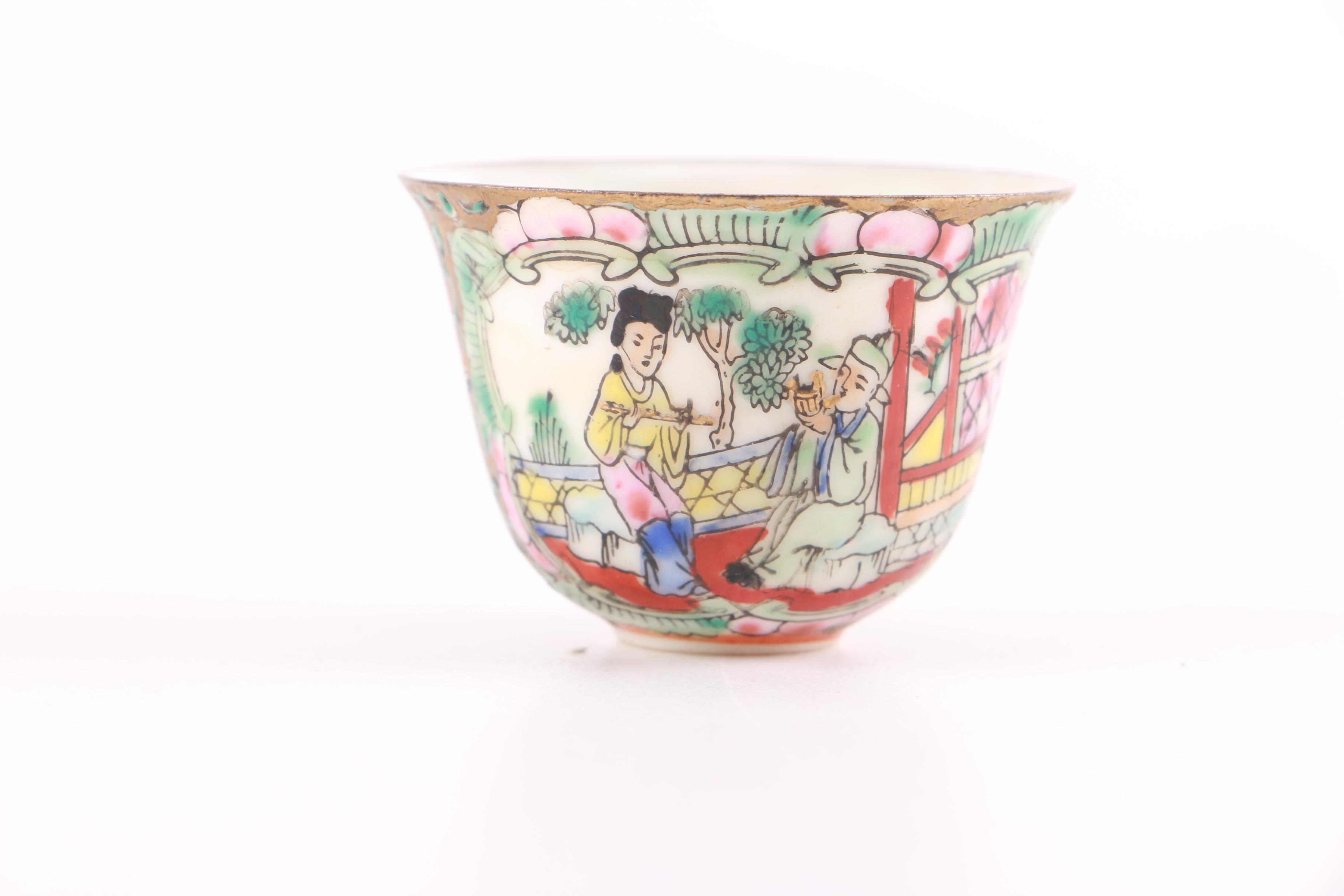 Rose Medallion Porcelain Teacups