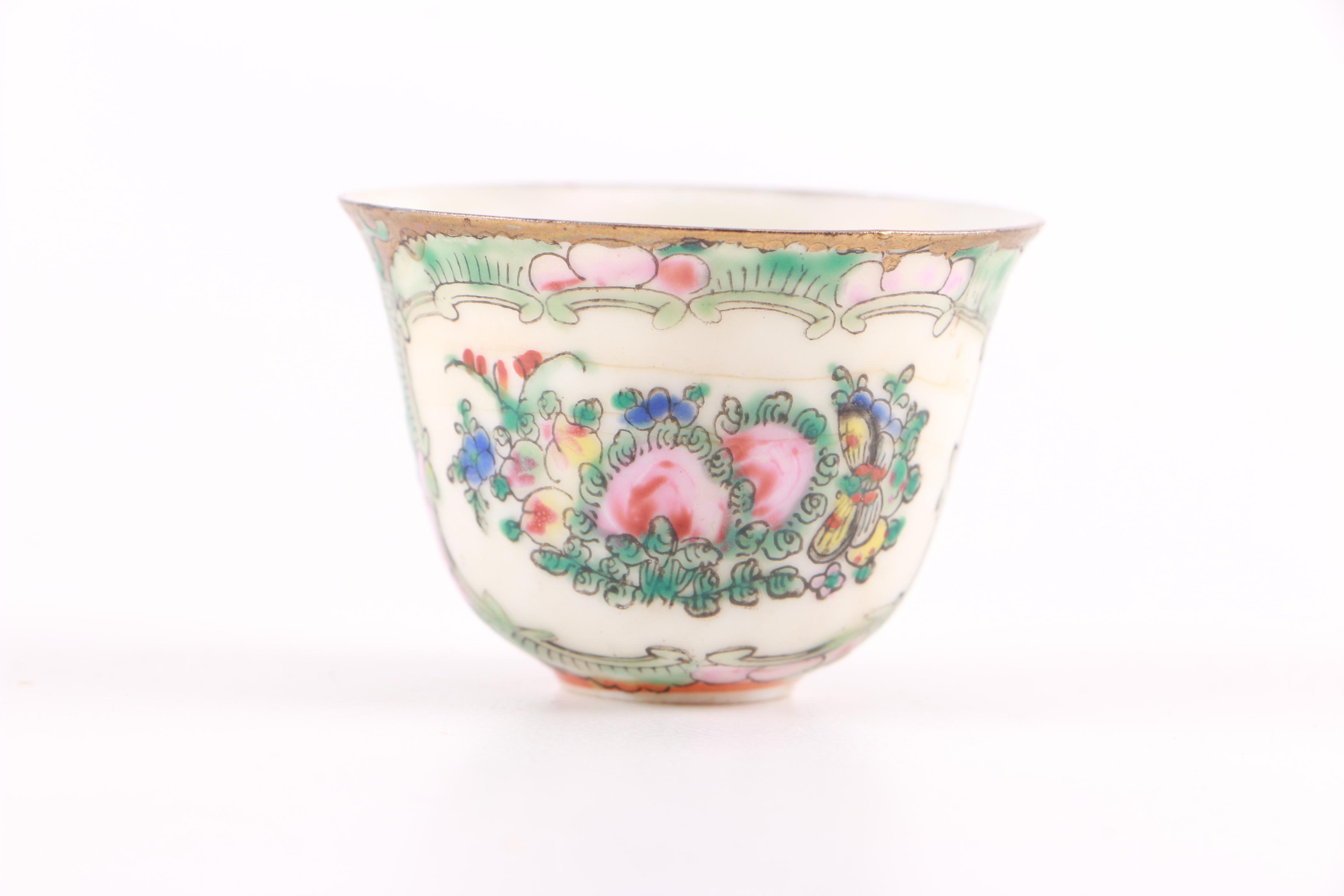 Rose Medallion Porcelain Teacups