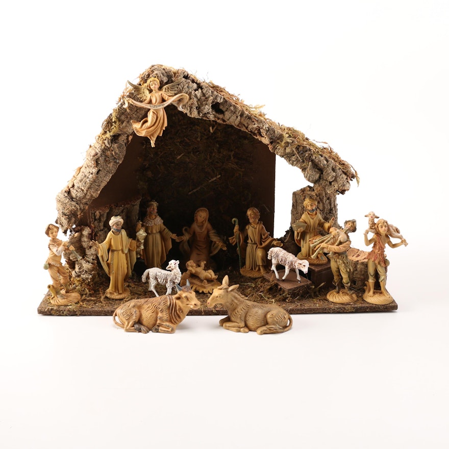 Vintage Italian Fontanini Nativity and Stable
