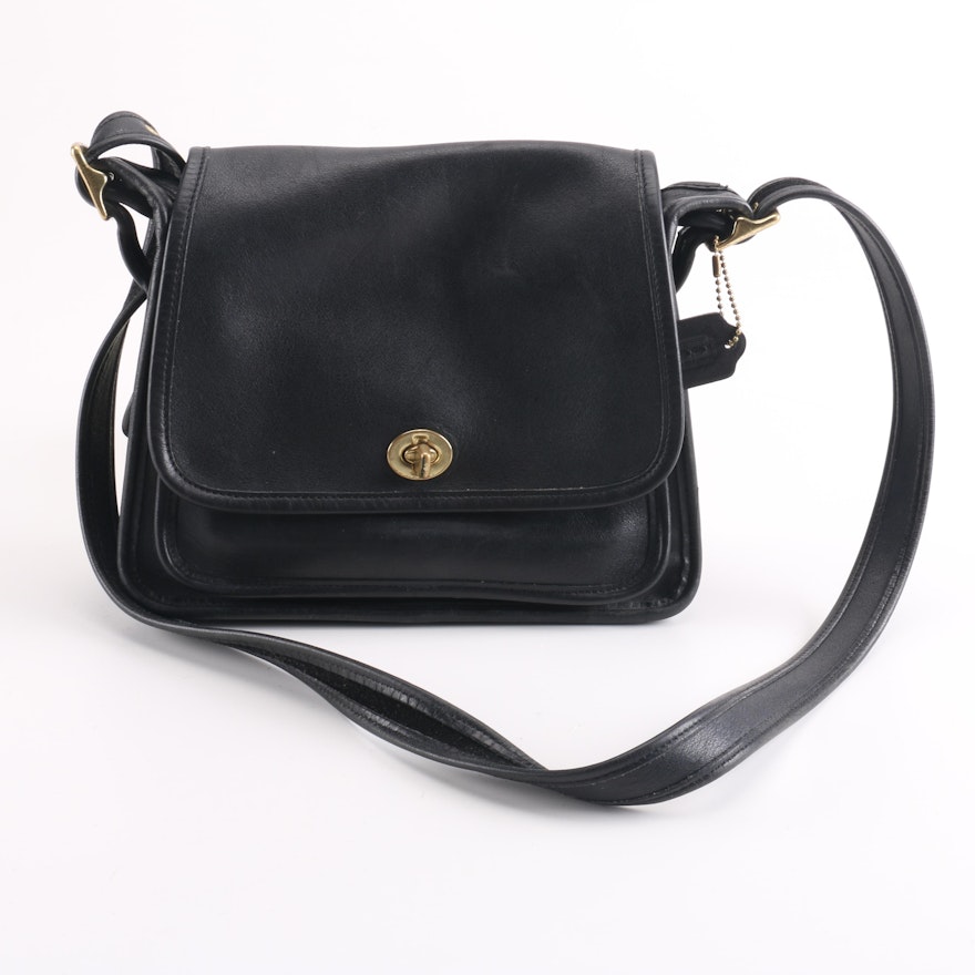 Coach Rambler Legacy Black Leather Shoulder Bag