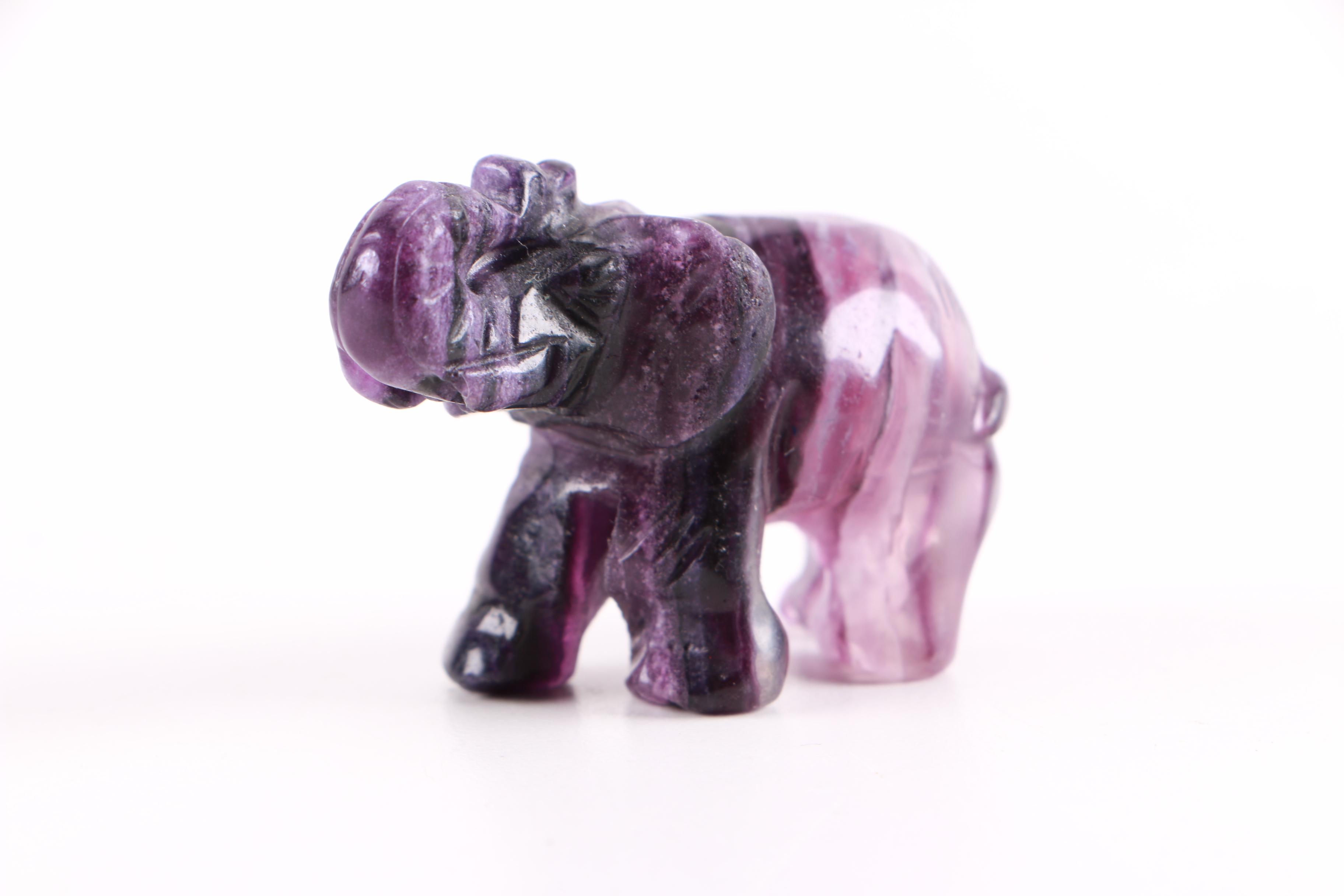 Purple and Black Amethyst Elephant Figure