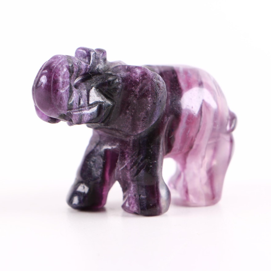 Purple and Black Amethyst Elephant Figure