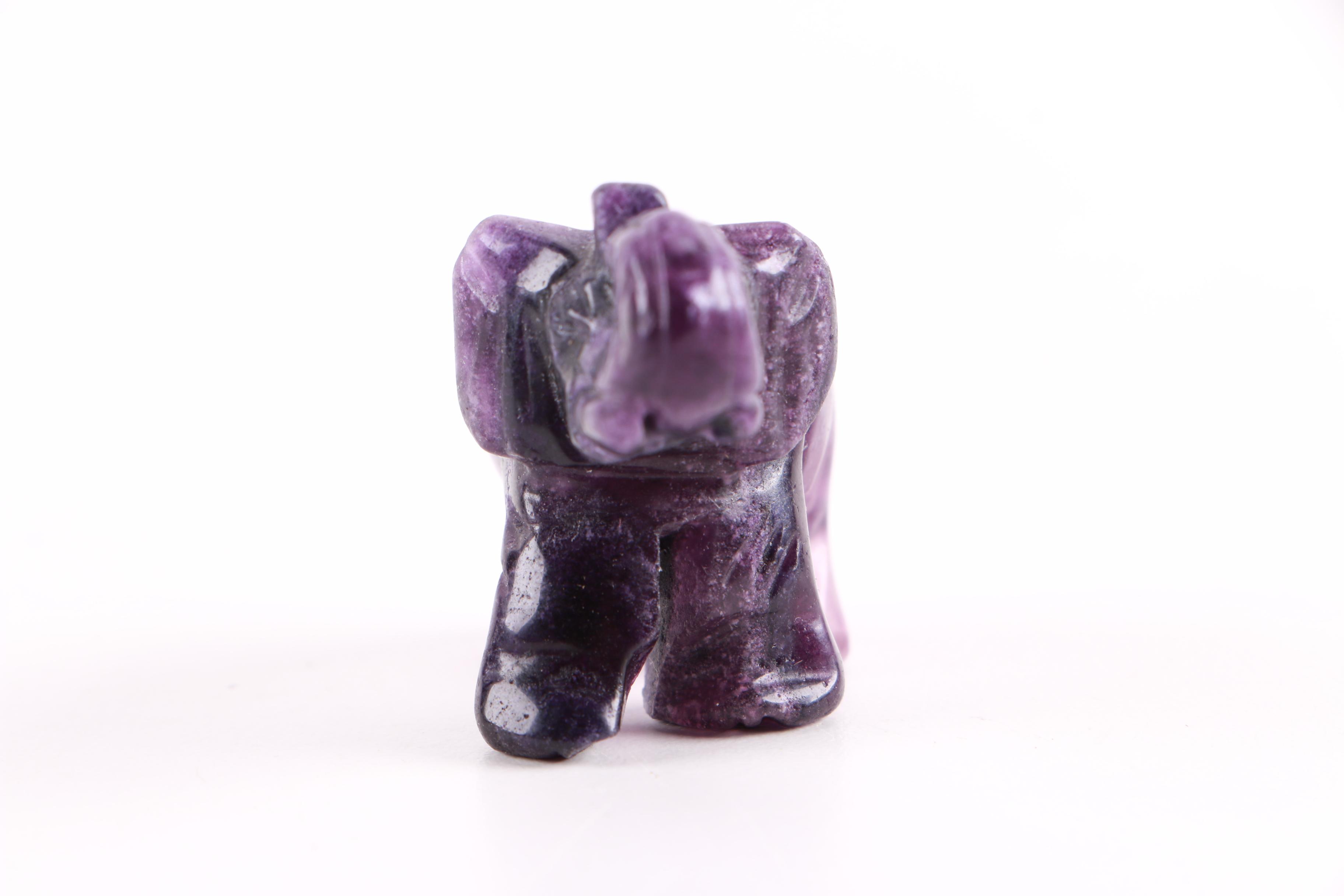 Purple and Black Amethyst Elephant Figure