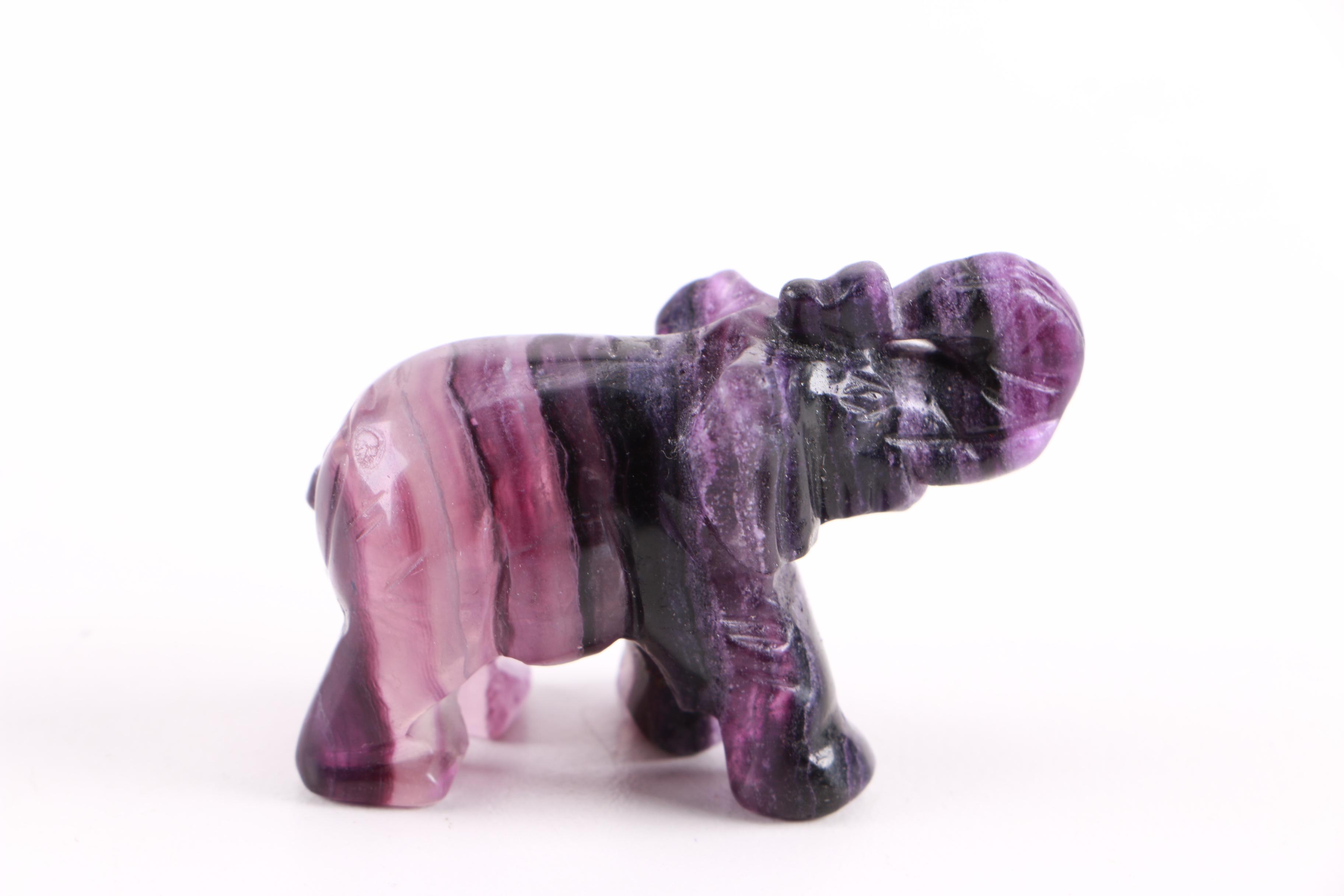 Purple and Black Amethyst Elephant Figure