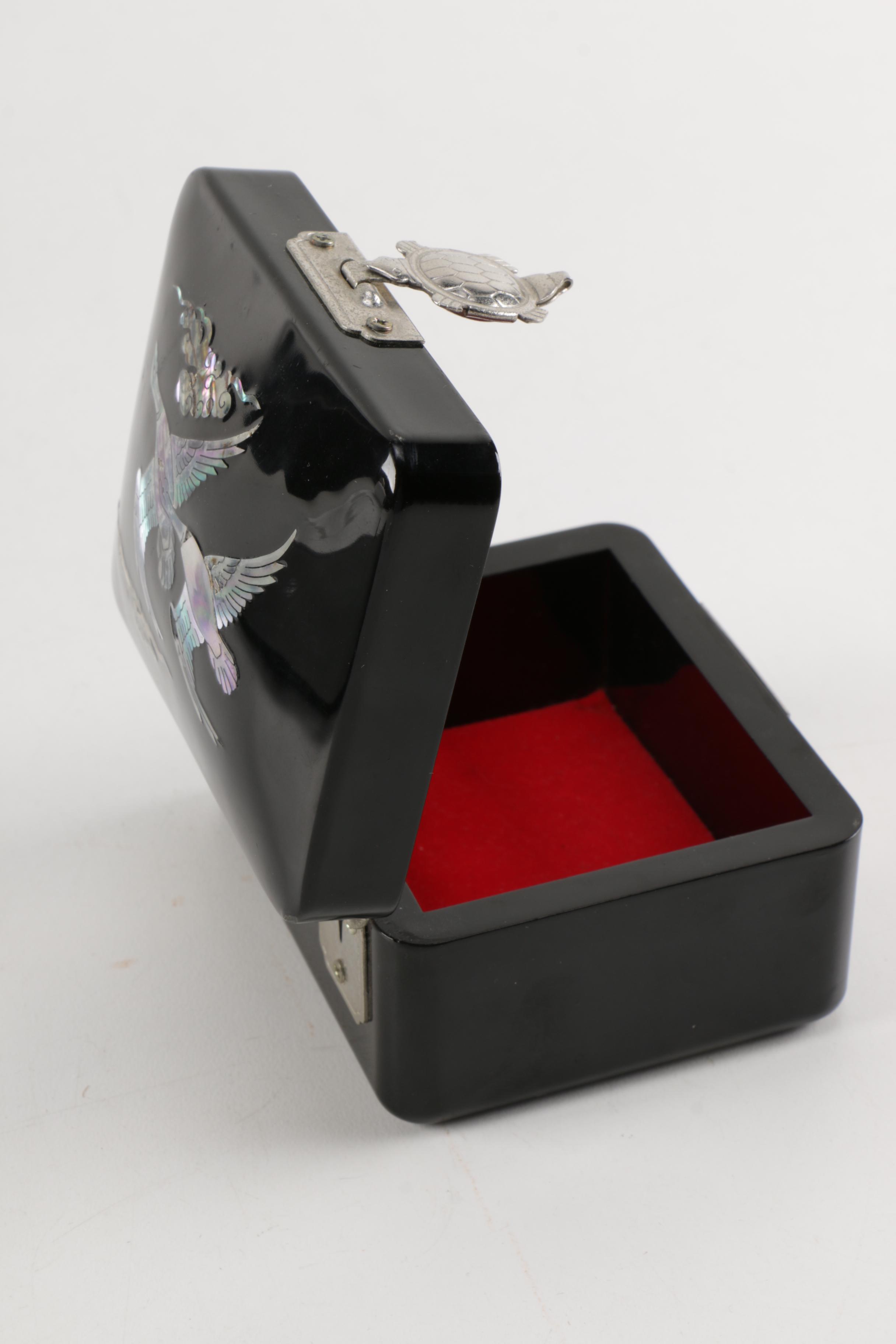 Mother of Pearl Black Lacquer Trinket Box
