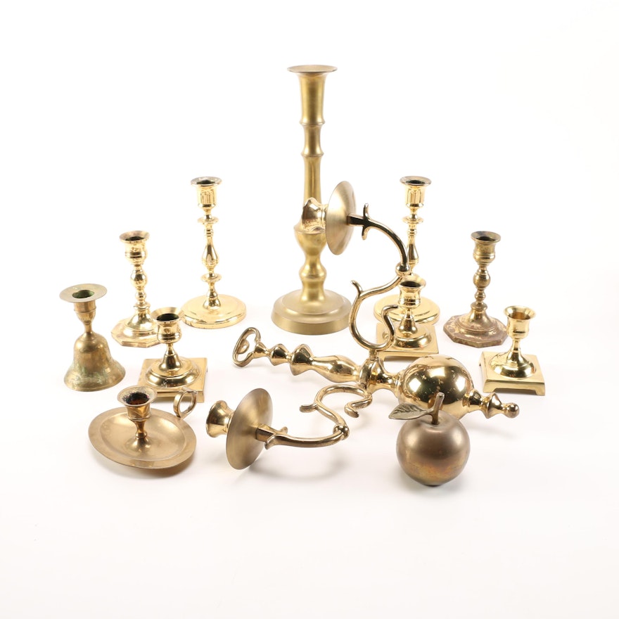 Selection Brass Candlesticks and Candelabras