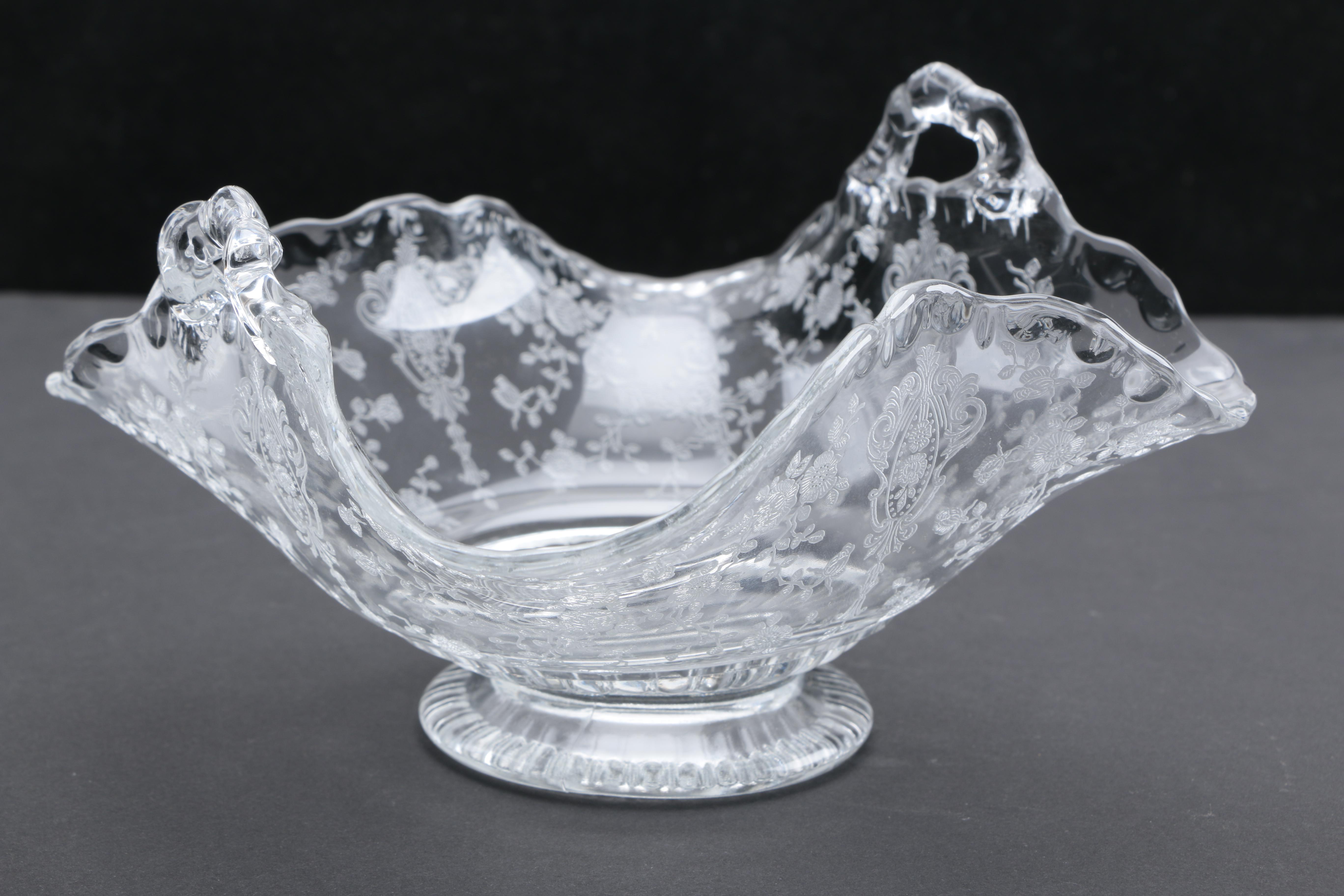 Vintage Floral Etched Glass Tableware Including Cambridge