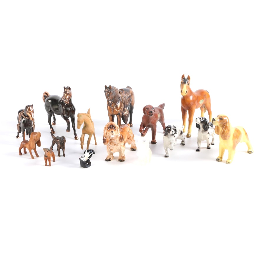 Morten's Studio Horse and Dog Figurines With Others
