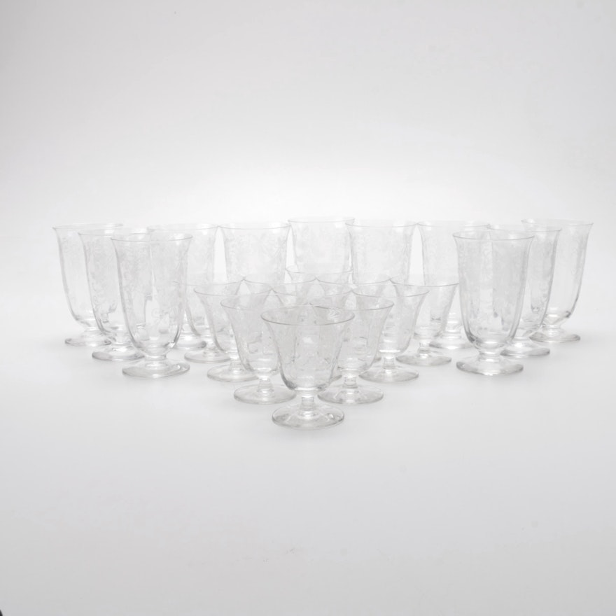 Collection of Vintage Needle Etched Glassware