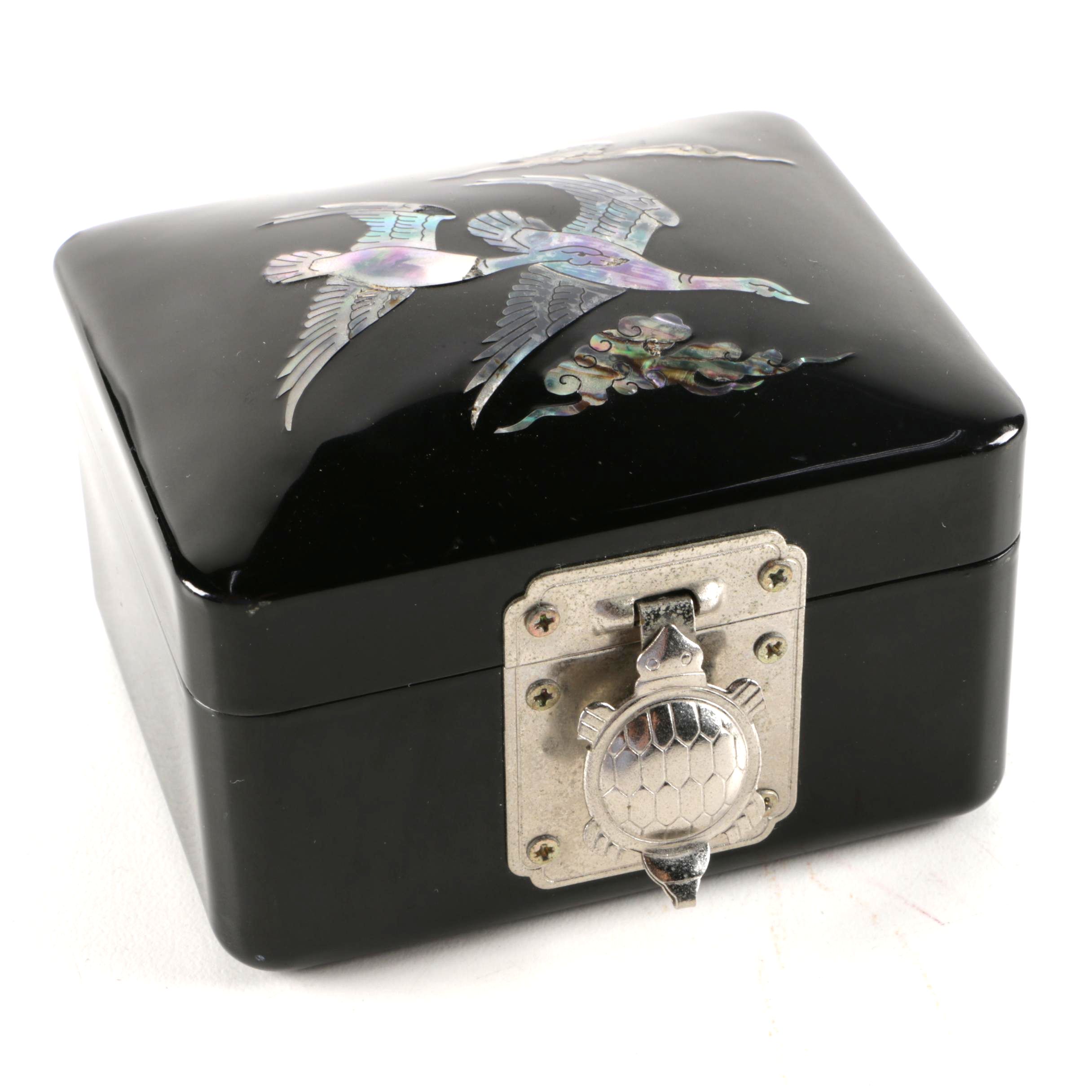 Mother of Pearl Black Lacquer Trinket Box