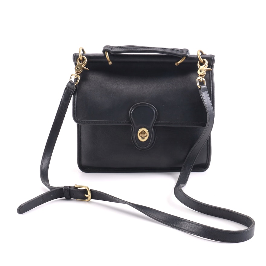 Black Leather Coach Willis Shoulder Bag