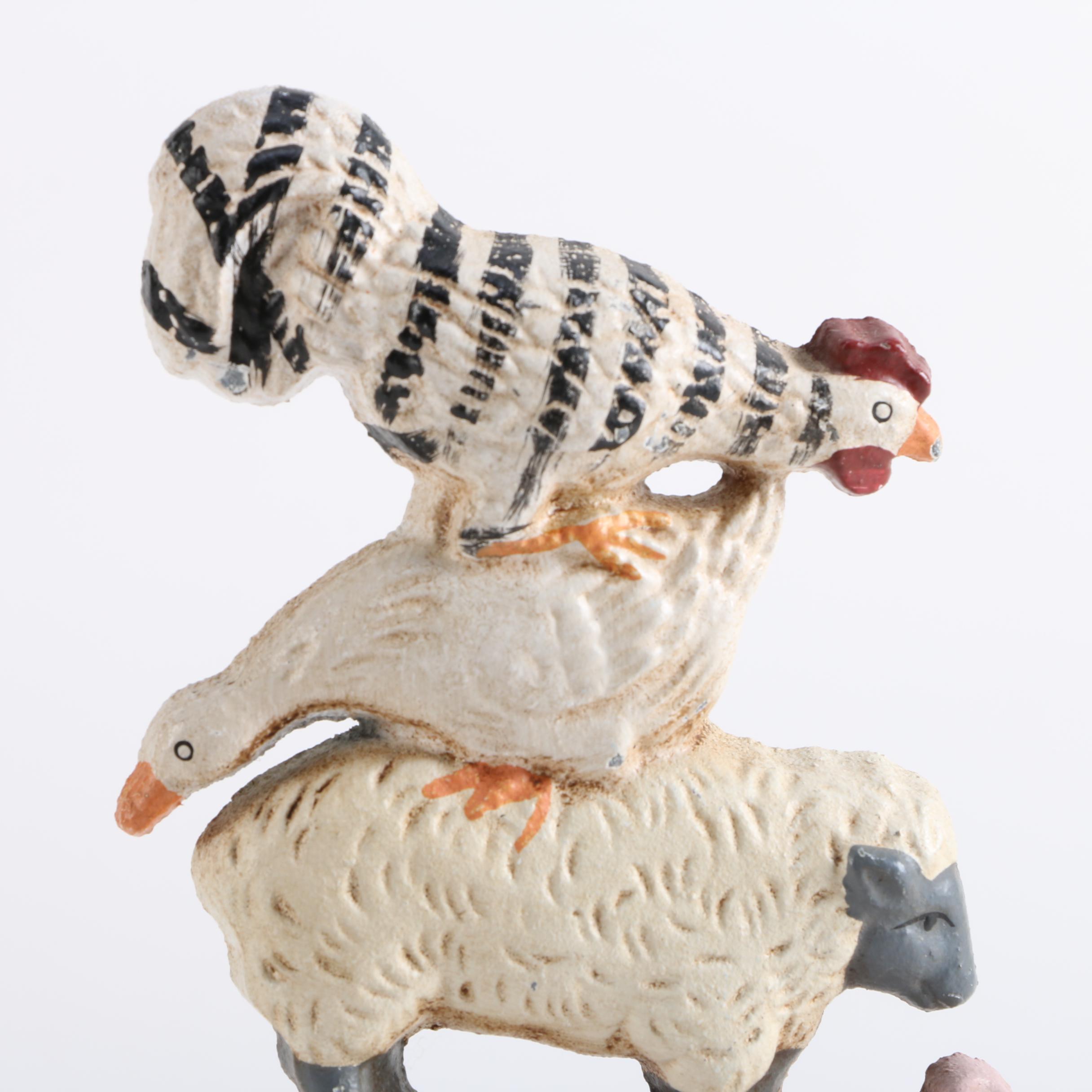 Hand-Painted Cast Iron Farm Animals Door Stop