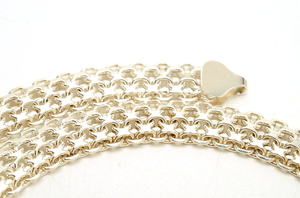 Sterling Silver Woven Linked Chain Necklace