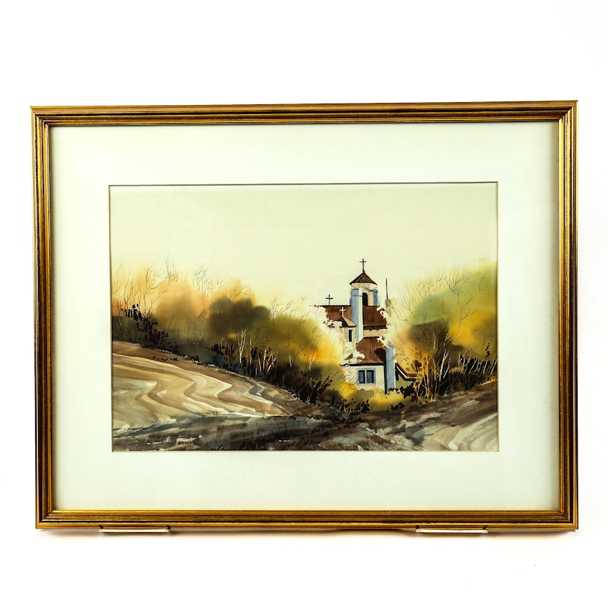 Original Watercolor Painting of Southwest Church
