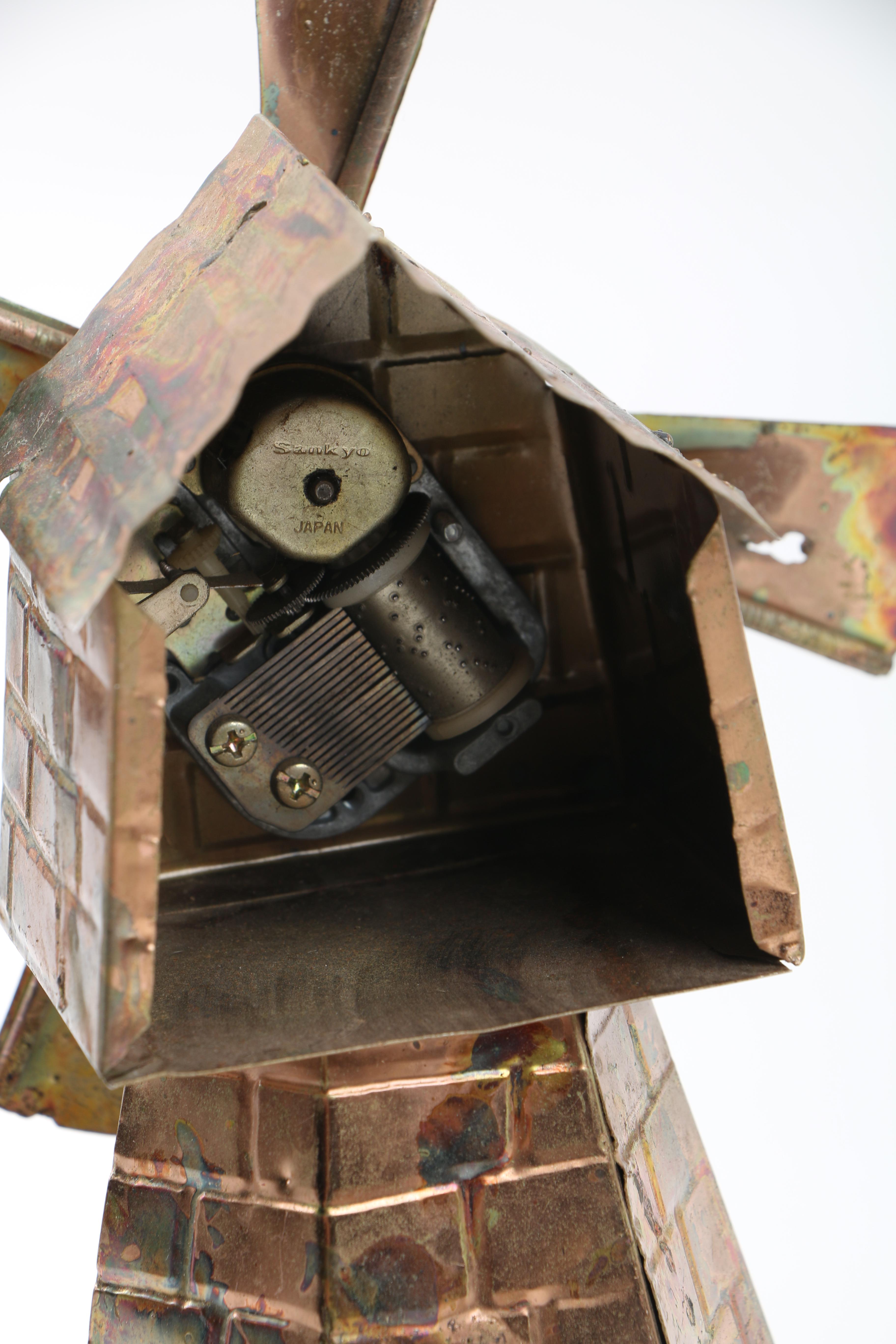 Copper Tone Metal Sculptures With Sankyo Music Boxes
