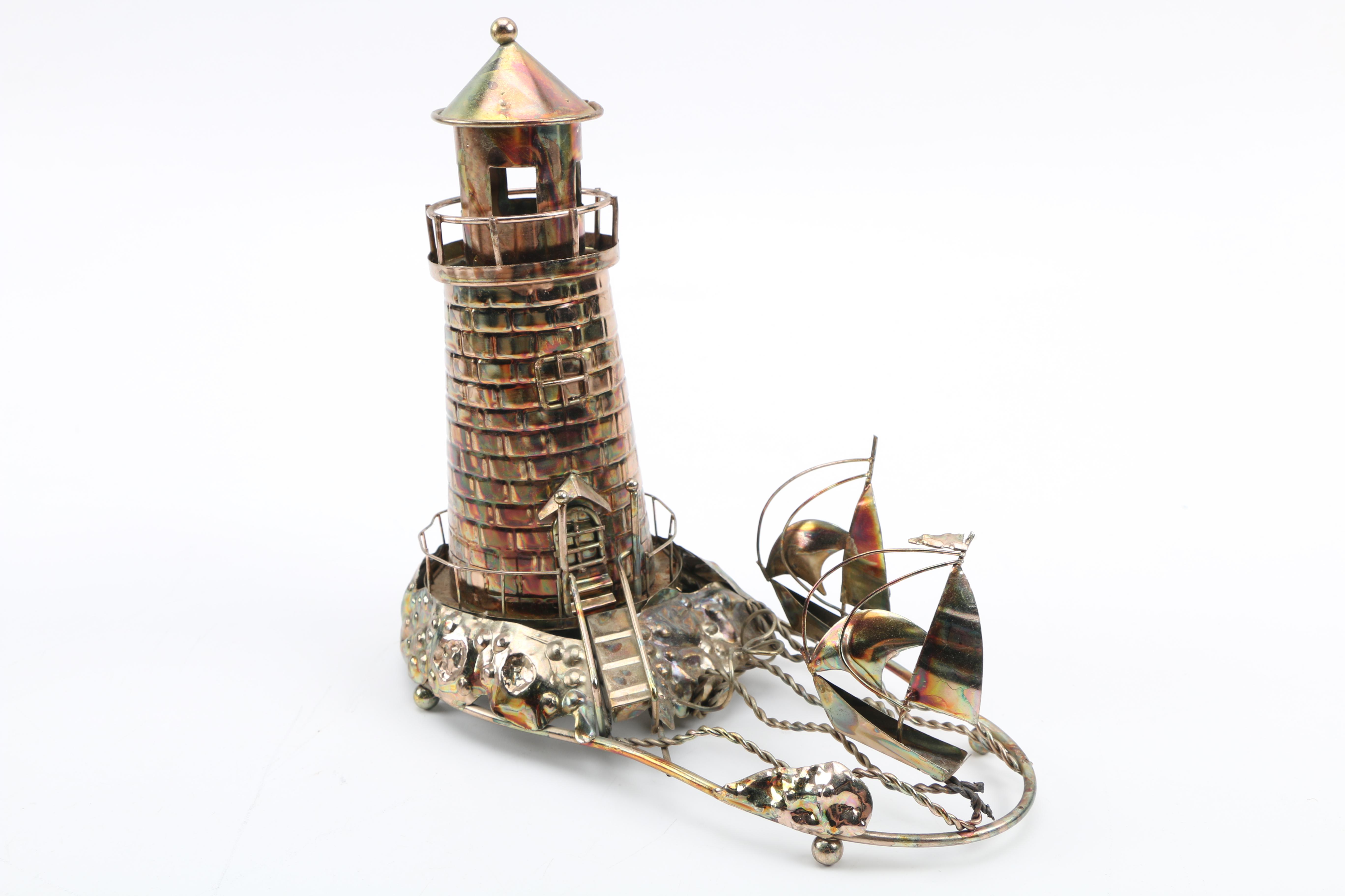 Copper Tone Metal Sculptures With Sankyo Music Boxes