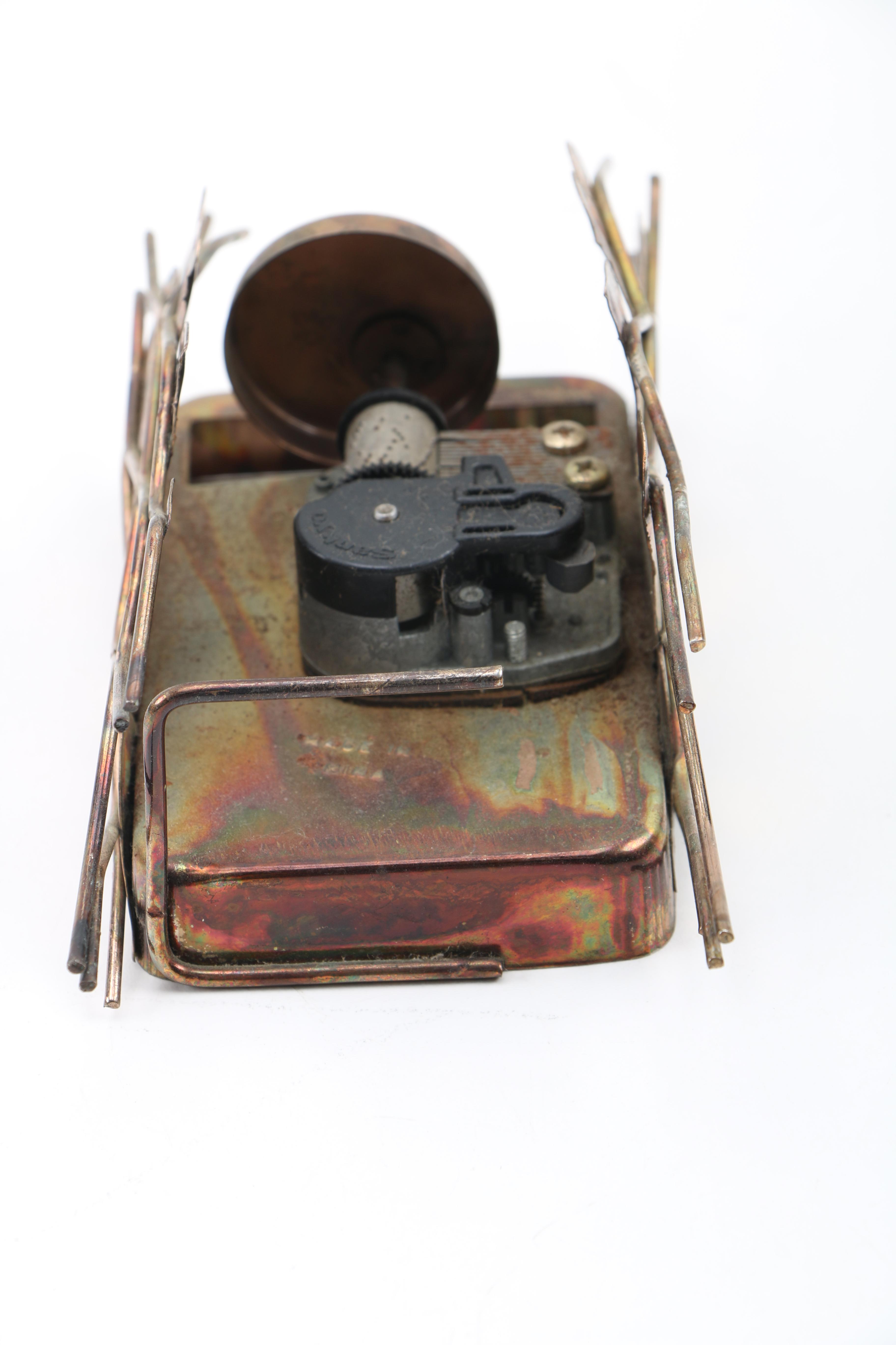 Copper Tone Metal Sculptures With Sankyo Music Boxes