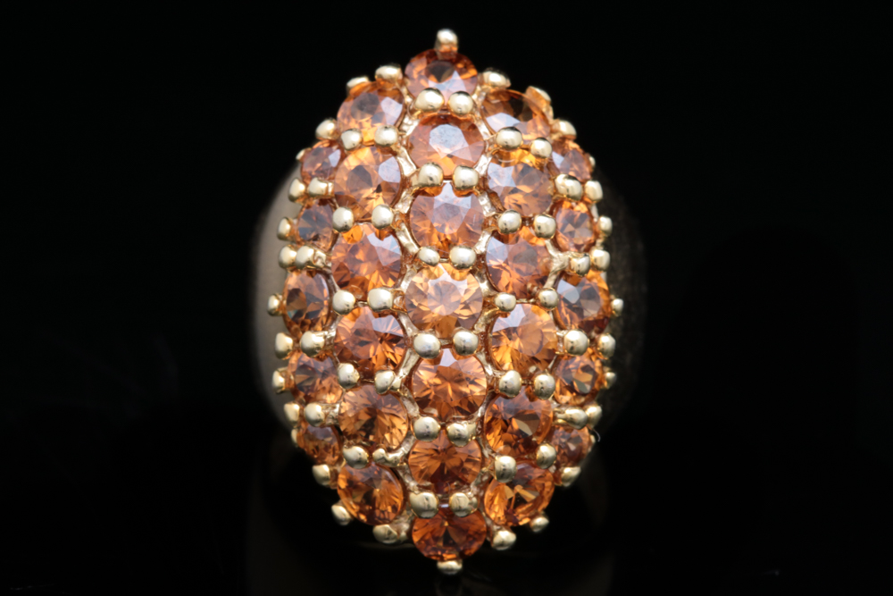 Gold Plated Sterling Silver and Orange Zircon Ring