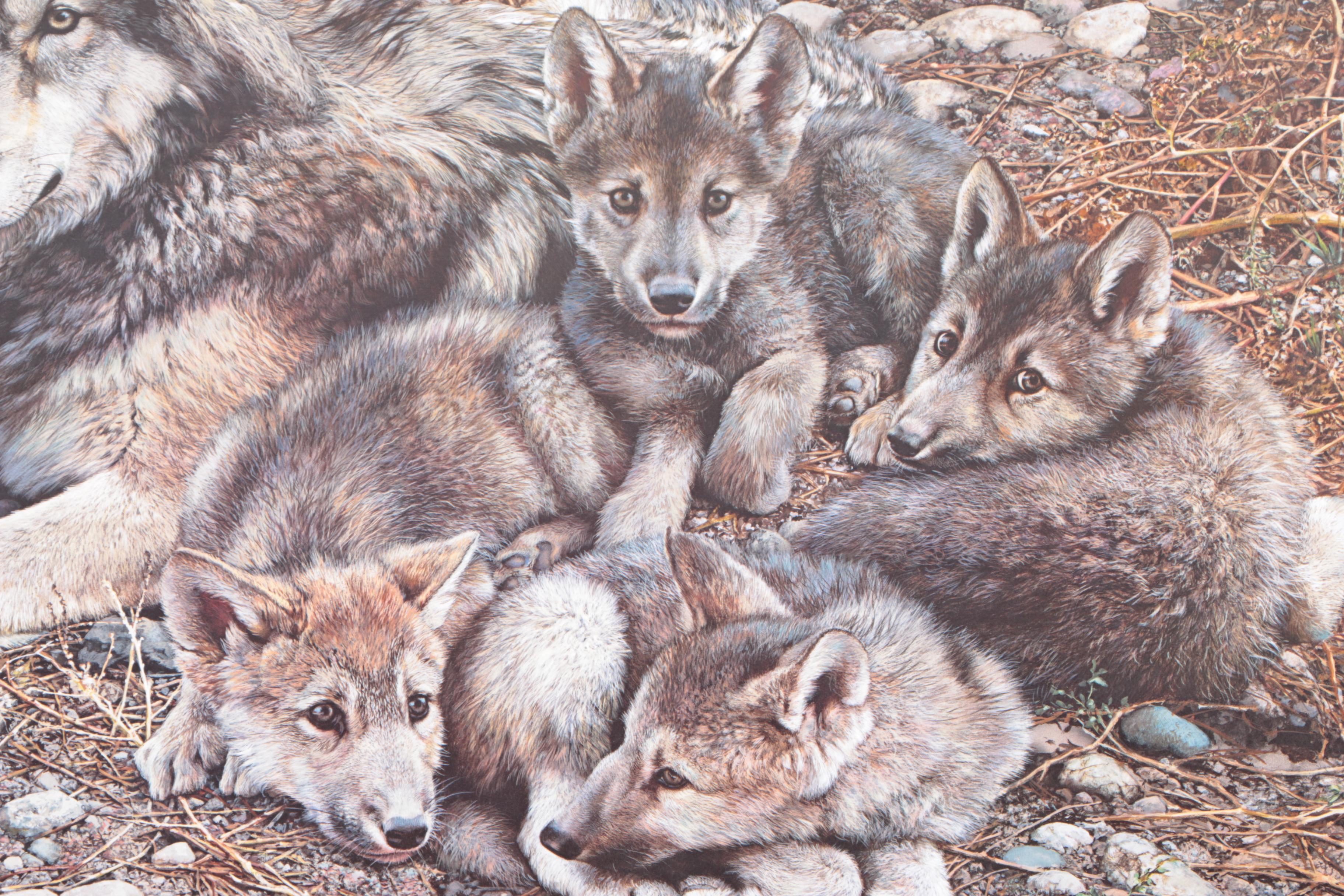Carl Brenders Limited Edition Offset Lithograph "Den Mother - Wolf Family"
