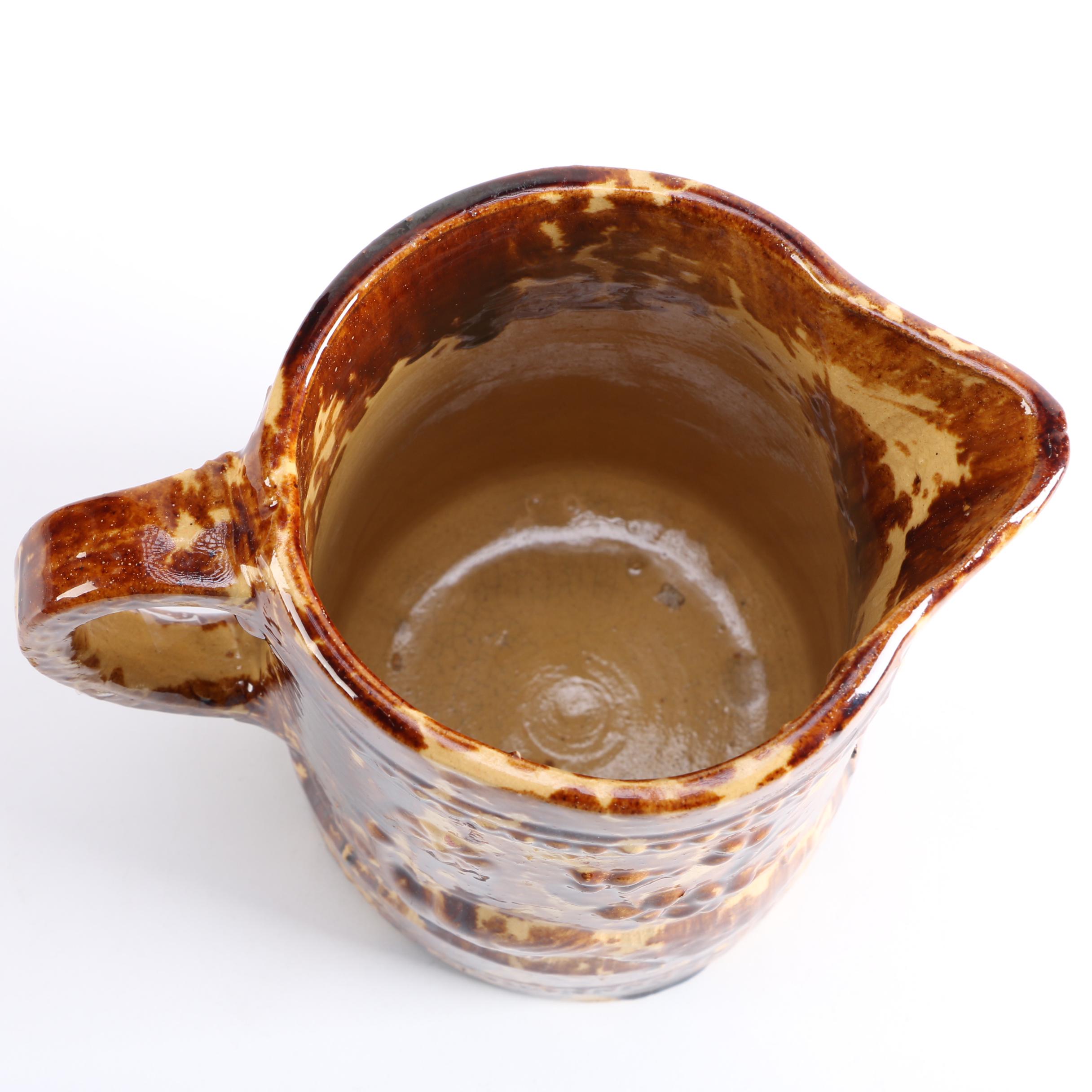 Antique Yellowware Jug With a Rockingham Glaze