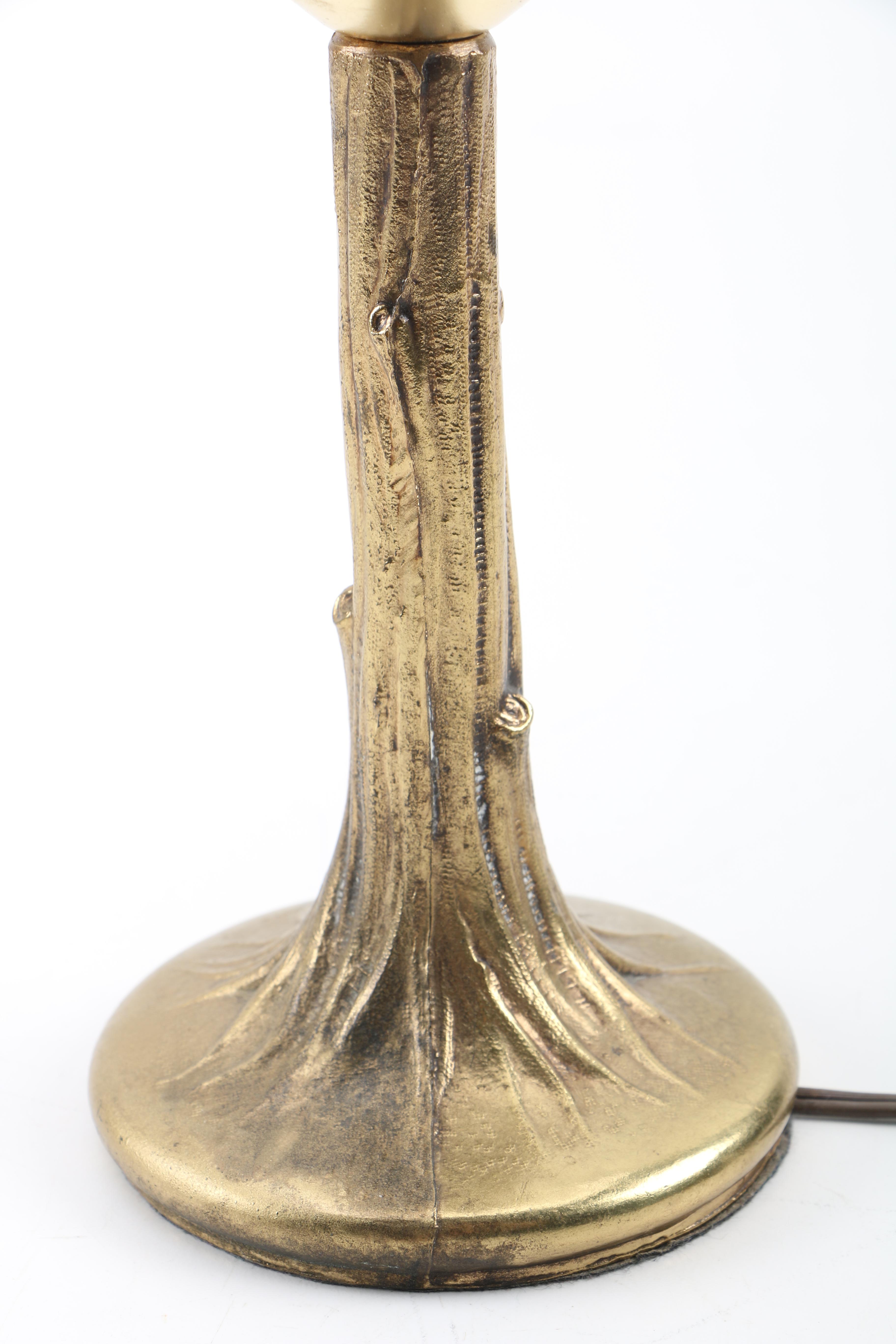 Brass Table Lamp With Milk Glass Shade