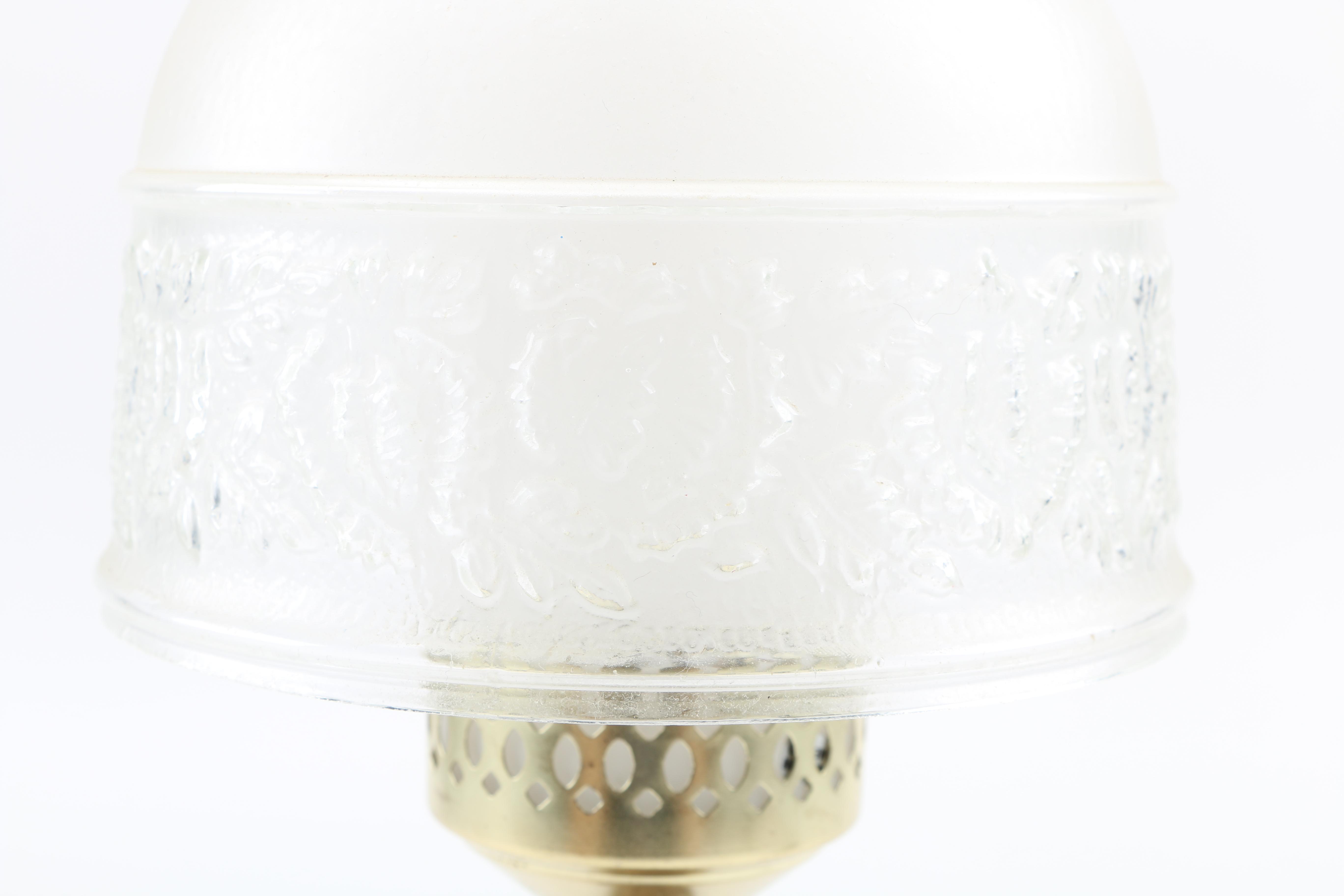 Brass Table Lamp With Milk Glass Shade
