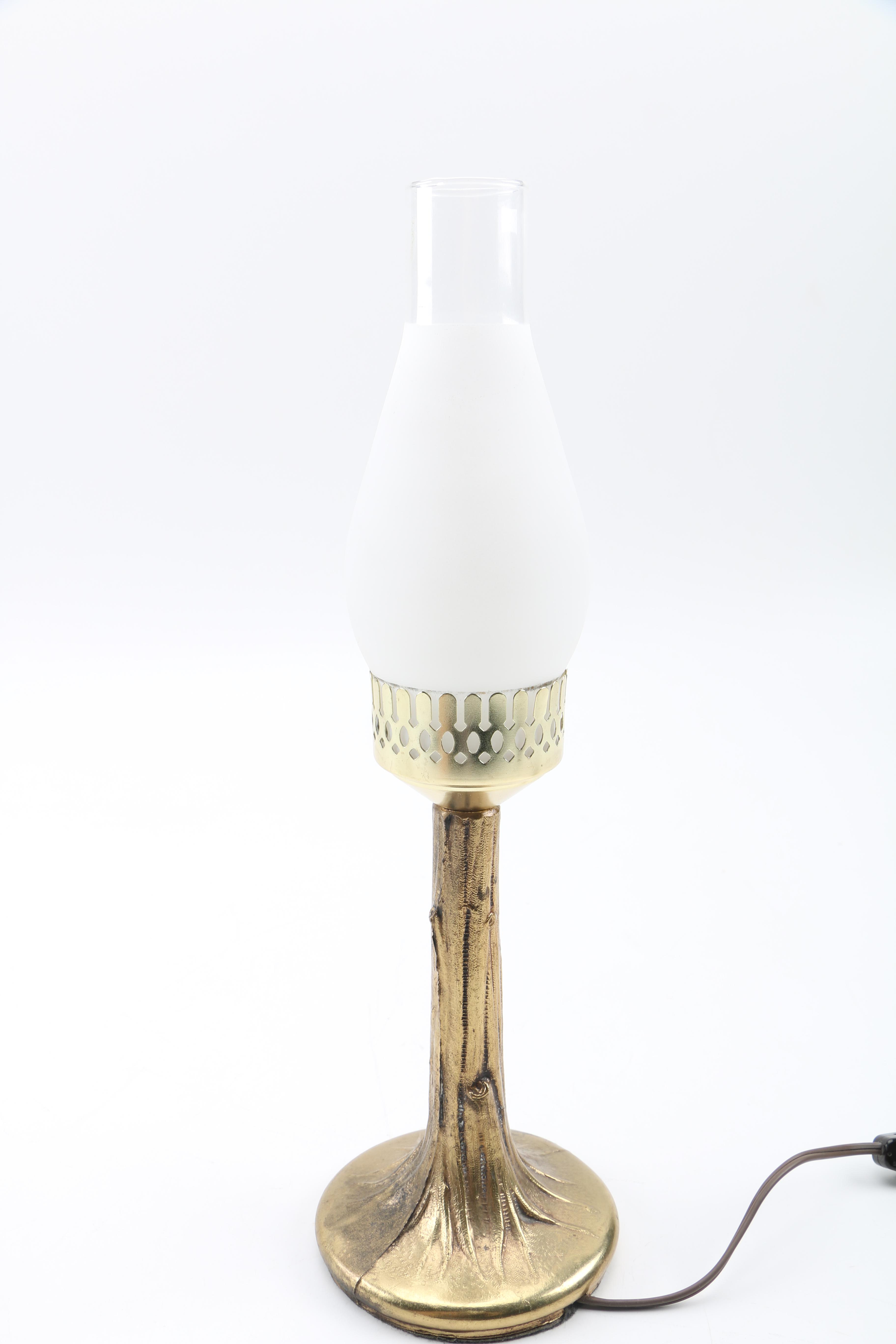 Brass Table Lamp With Milk Glass Shade