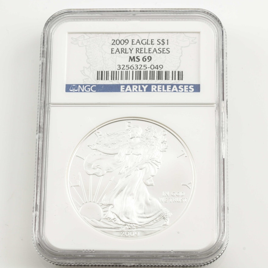 Graded MS69 Early Releases (By NGC) 2009 One Dollar U.S. Silver Eagle