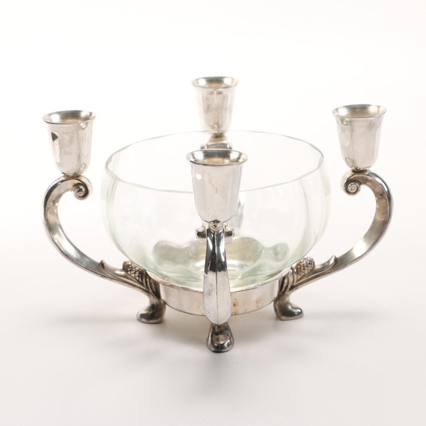 Leonard Silver Plate and Glass Epergne