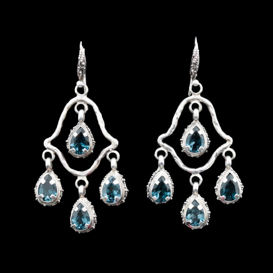 Sterling Silver and London Blue Topaz Earrings
