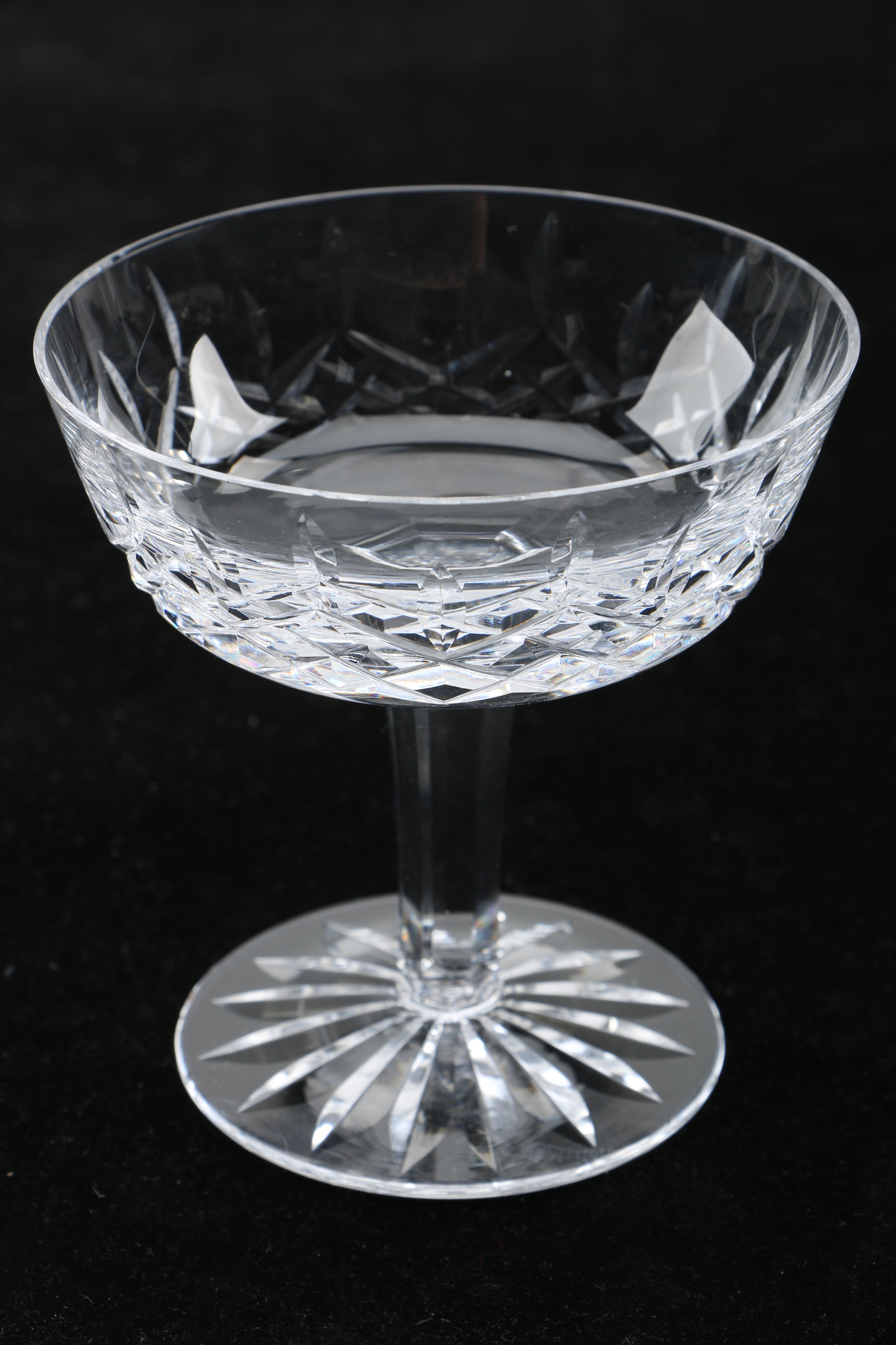 Set of Six Waterford "Lismore" Crystal Champagne Saucers