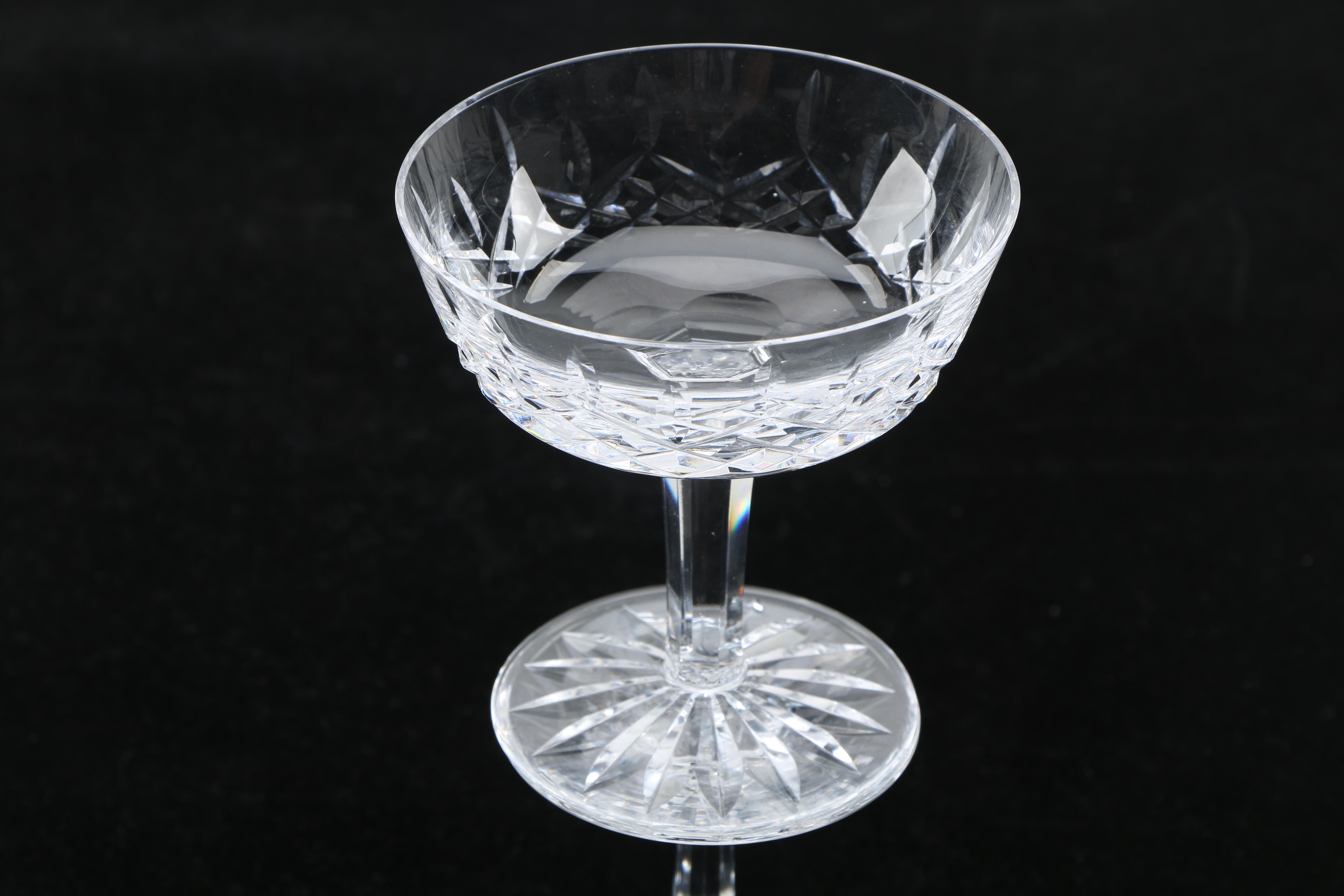 Set of Six Waterford "Lismore" Crystal Champagne Saucers