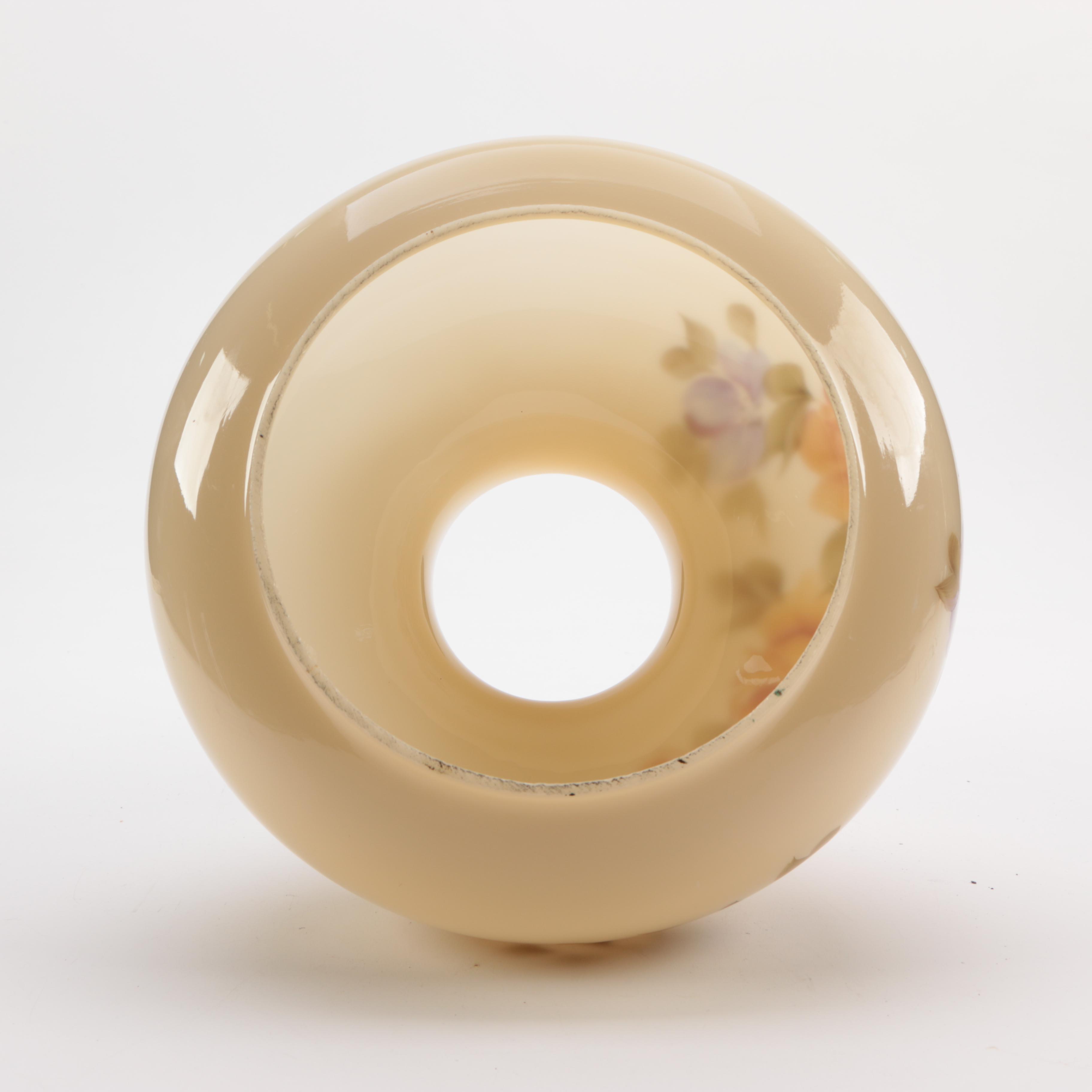 Floral Decorative Glass and Metal Lamp