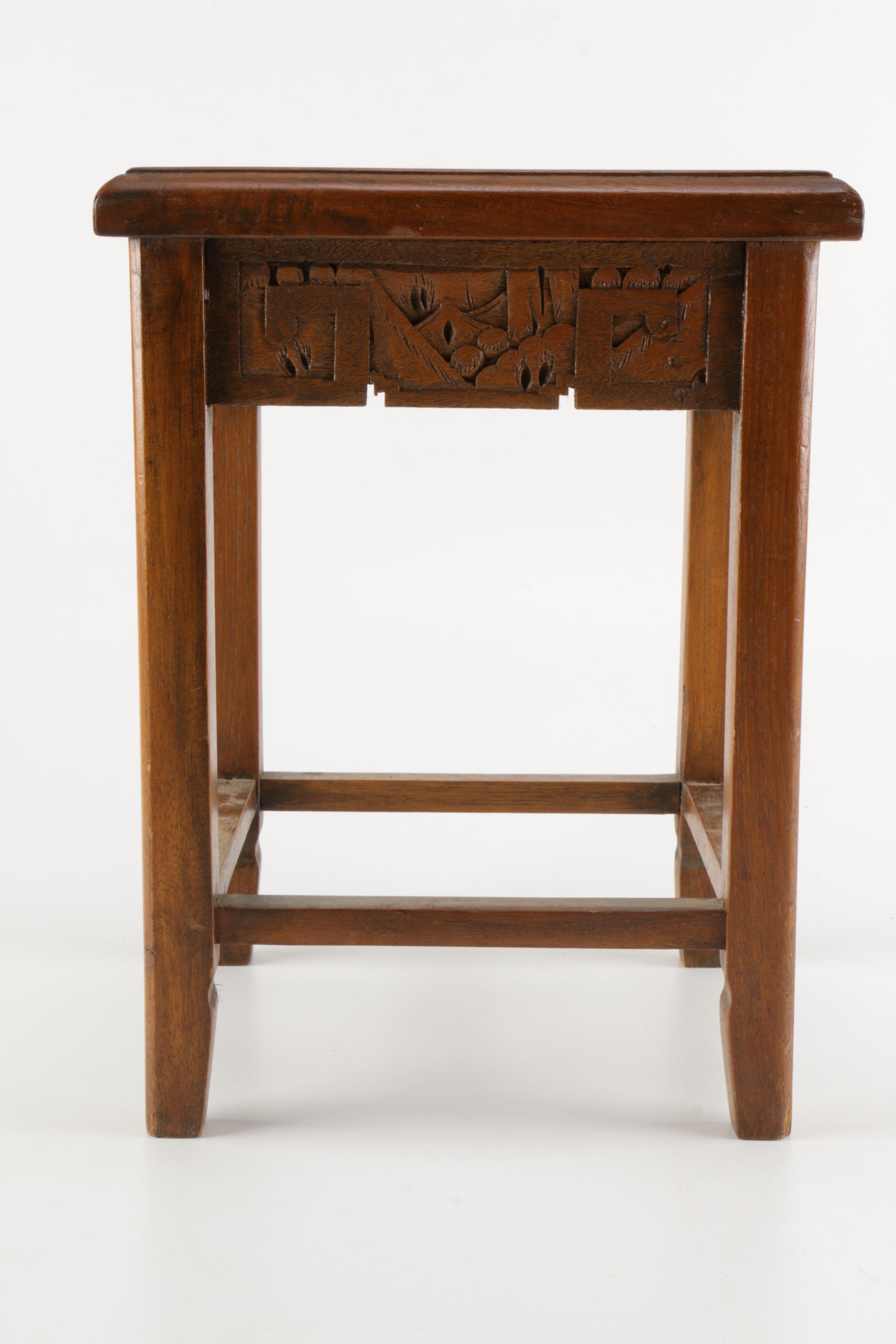Chinese-Inspired Carved Elm Table