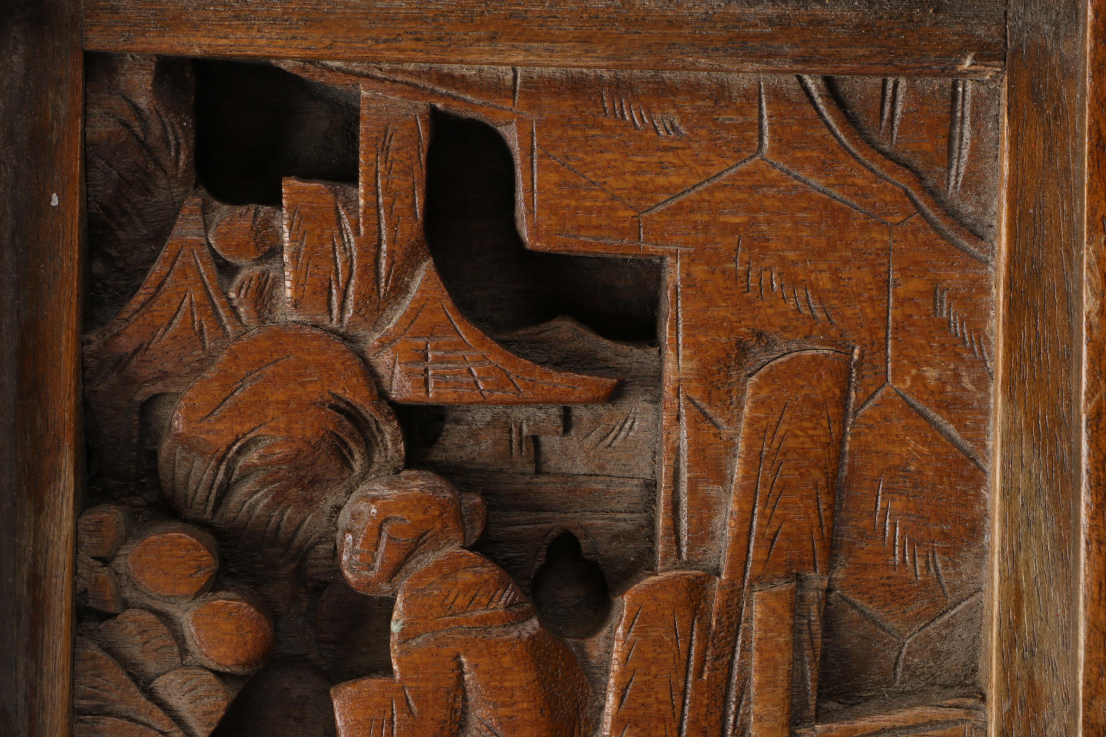 Chinese-Inspired Carved Elm Table